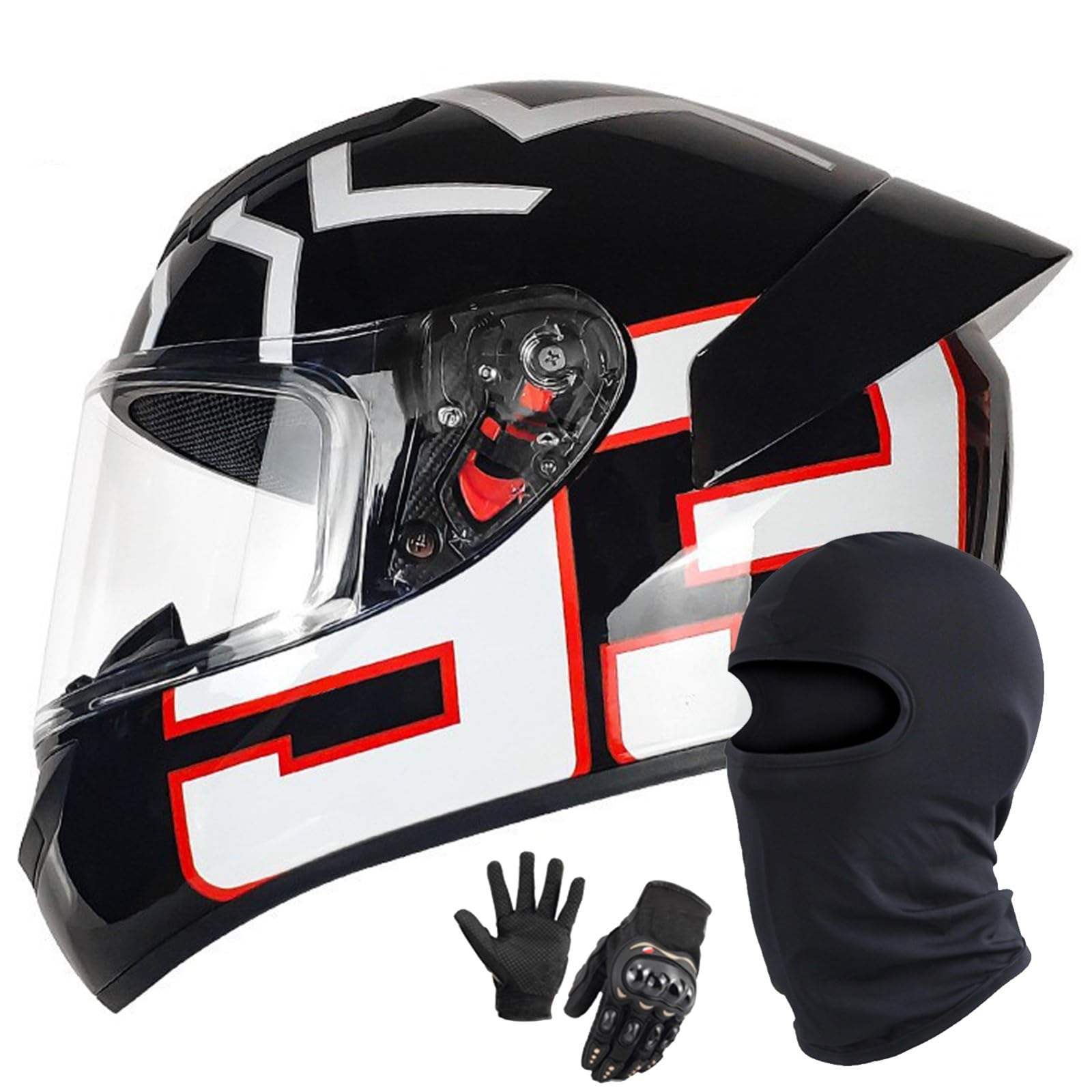 Motorrad Motorradhelm Integrierter Helm Rollerhelm Helm Mit Visier DOT/ECE Zertifiziert Moped Full Face Helm Rollerhelm Für Damen Herren M,L/58-59CM von Caimcie