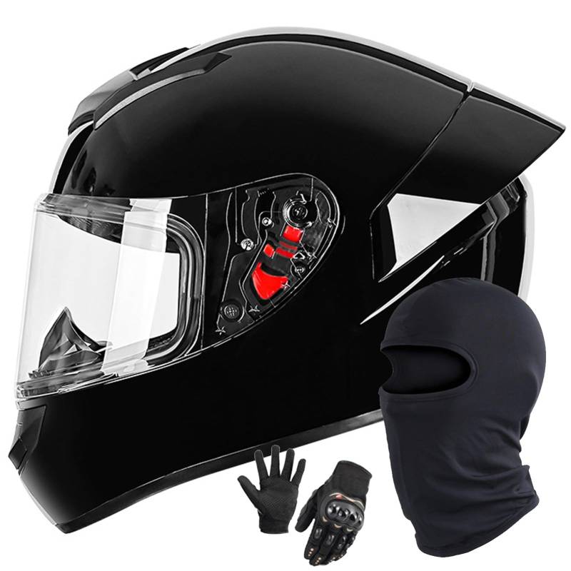 Motorrad Motorradhelm Integrierter Helm Rollerhelm Helm Mit Visier DOT/ECE Zertifiziert Moped Full Face Helm Rollerhelm Für Damen Herren R,M/55-57CM von Caimcie