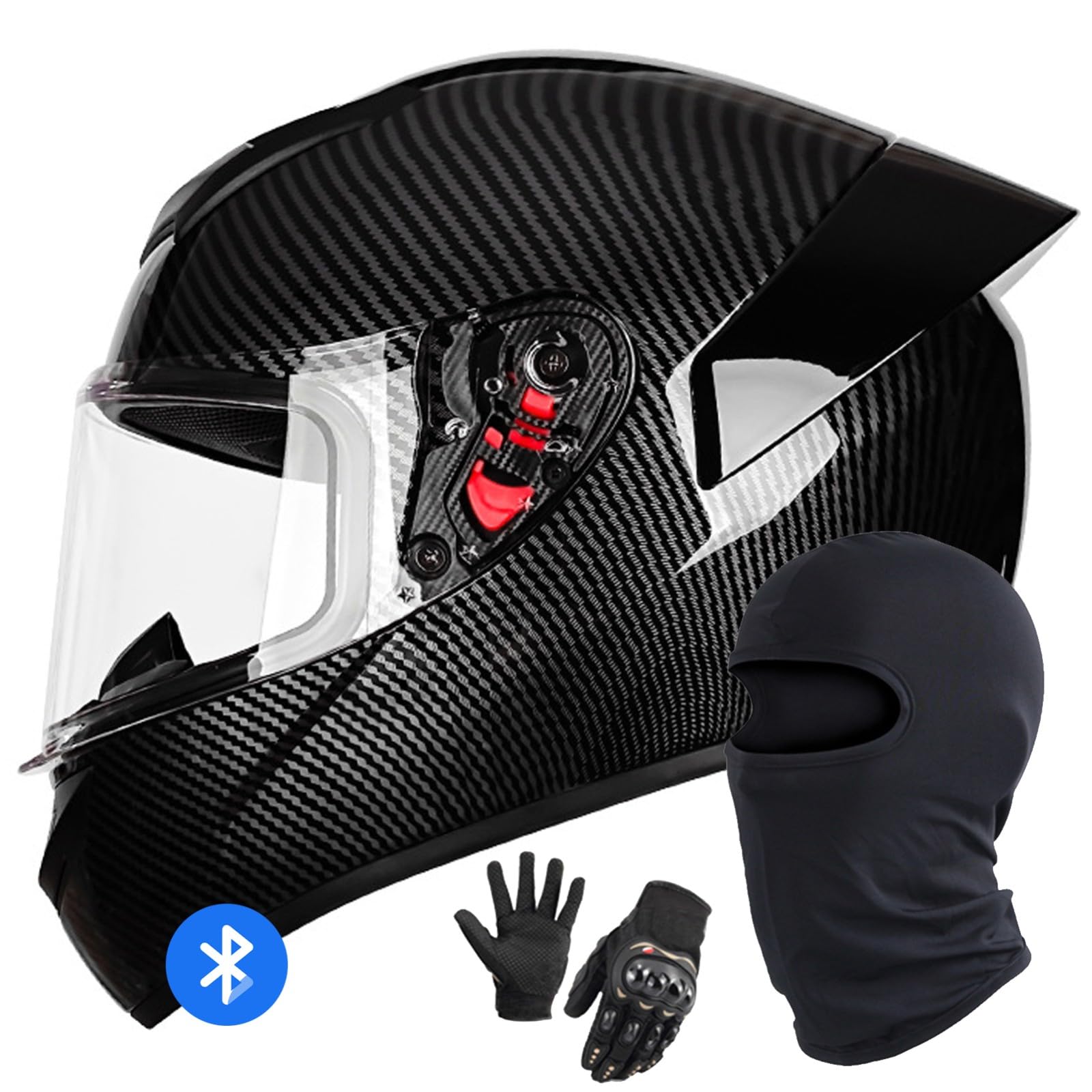 Motorradhelm Bluetooth Klapphelm Modularer Motorradhelm DOT/ECE-Geprüfter Integralhelm Klapphelm Motorradhelm Mit Visier Für Männer Und Frauen C,XL/60-61CM von Caimcie