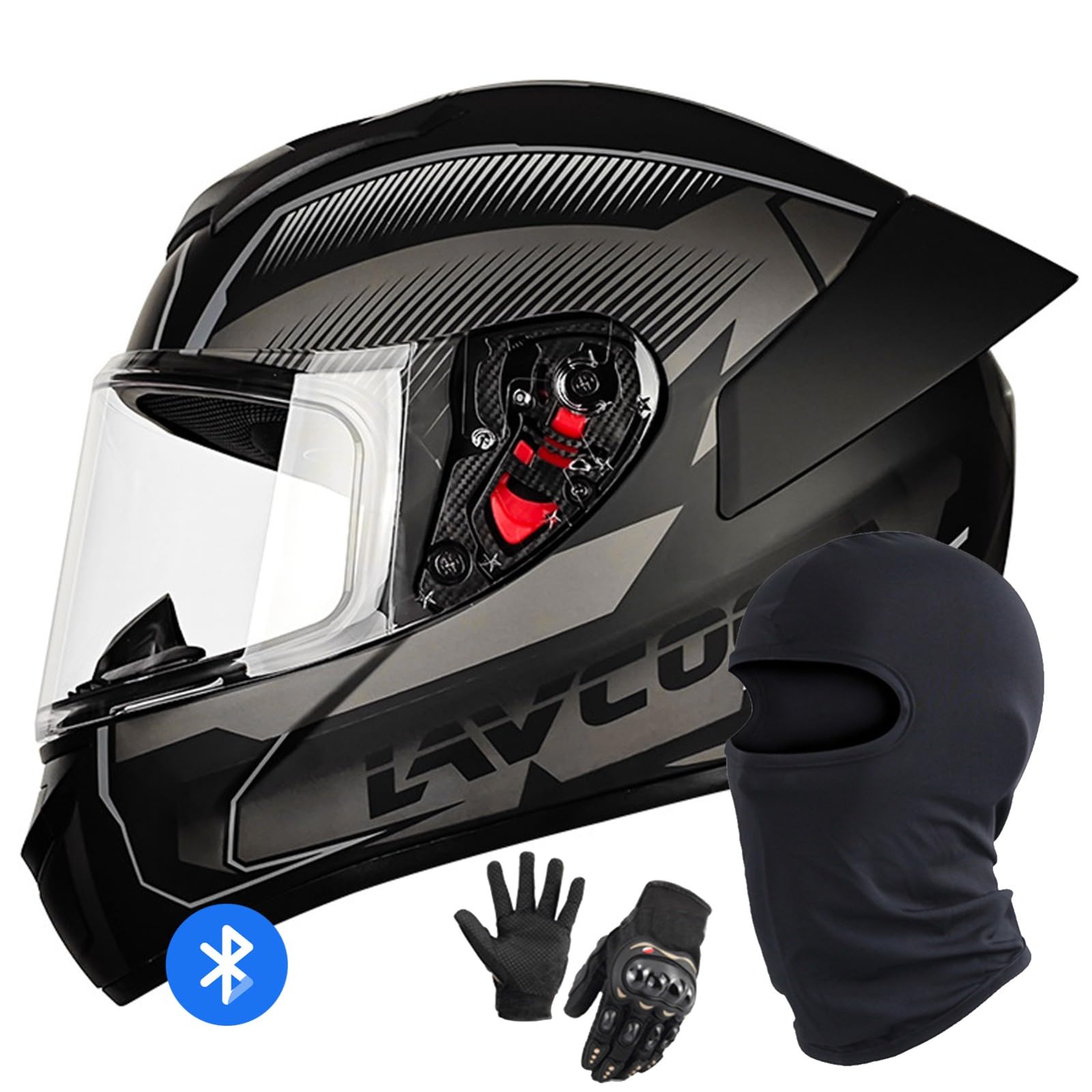 Motorradhelm Bluetooth Klapphelm Modularer Motorradhelm DOT/ECE-Geprüfter Integralhelm Klapphelm Motorradhelm Mit Visier Für Männer Und Frauen D,XL/60-61CM von Caimcie