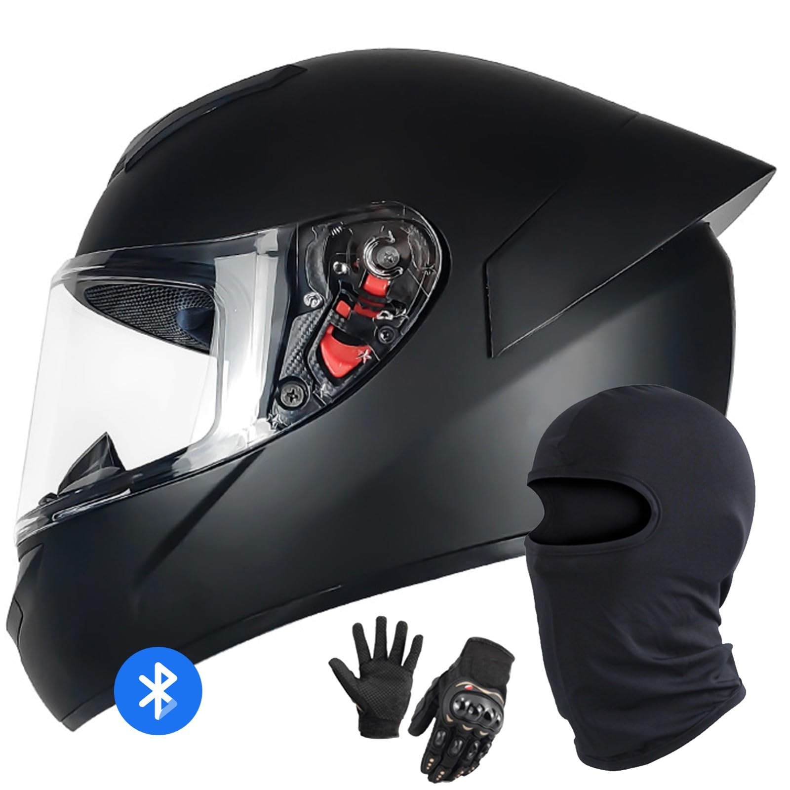 Motorradhelm Bluetooth Klapphelm Modularer Motorradhelm DOT/ECE-Geprüfter Integralhelm Klapphelm Motorradhelm Mit Visier Für Männer Und Frauen E,XXL/62-63CM von Caimcie