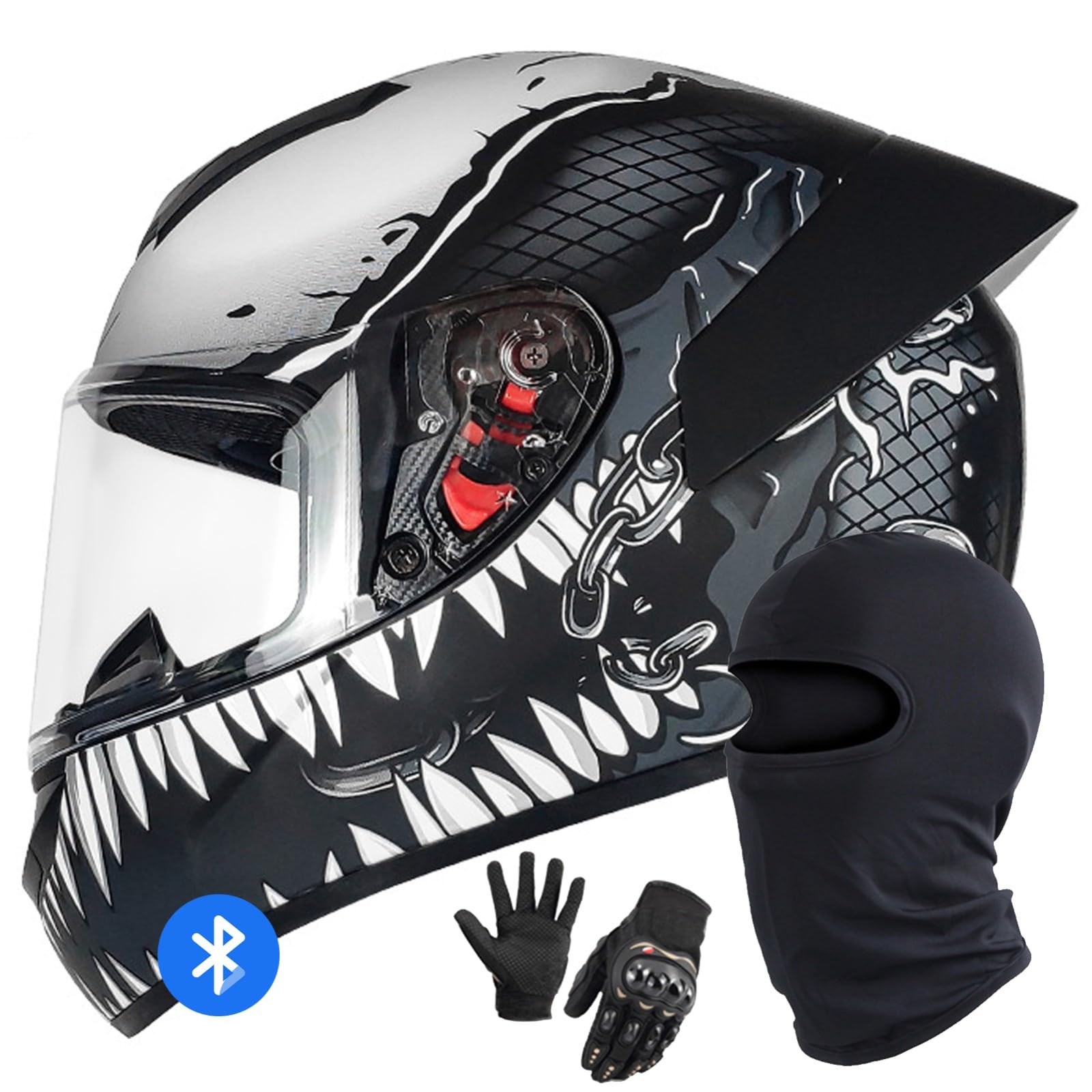 Motorradhelm Bluetooth Klapphelm Modularer Motorradhelm DOT/ECE-Geprüfter Integralhelm Klapphelm Motorradhelm Mit Visier Für Männer Und Frauen F,XL/60-61CM von Caimcie