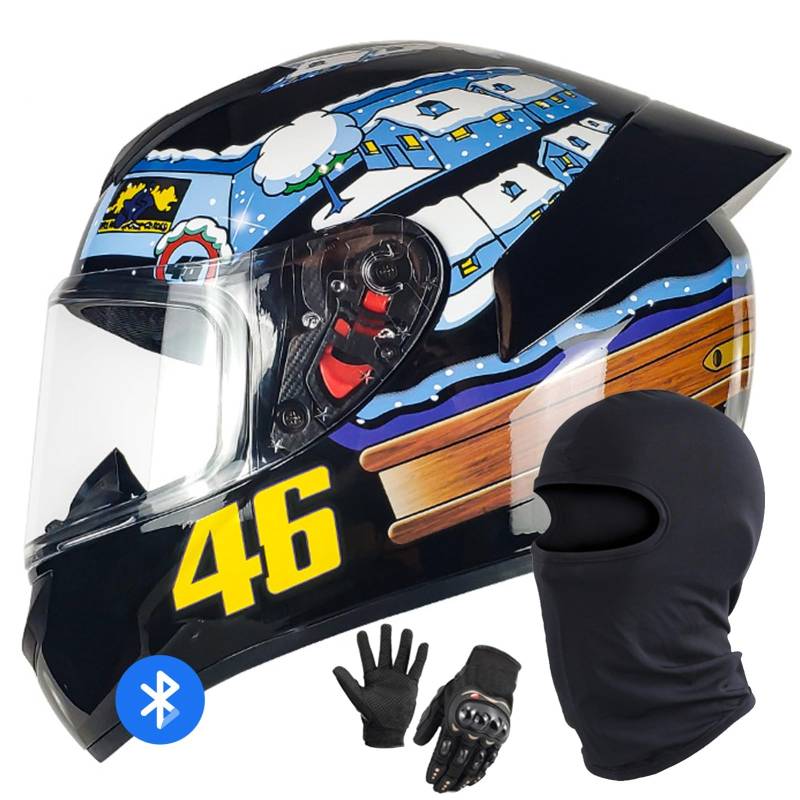 Motorradhelm Bluetooth Klapphelm Modularer Motorradhelm DOT/ECE-Geprüfter Integralhelm Klapphelm Motorradhelm Mit Visier Für Männer Und Frauen G,L/58-59CM von Caimcie