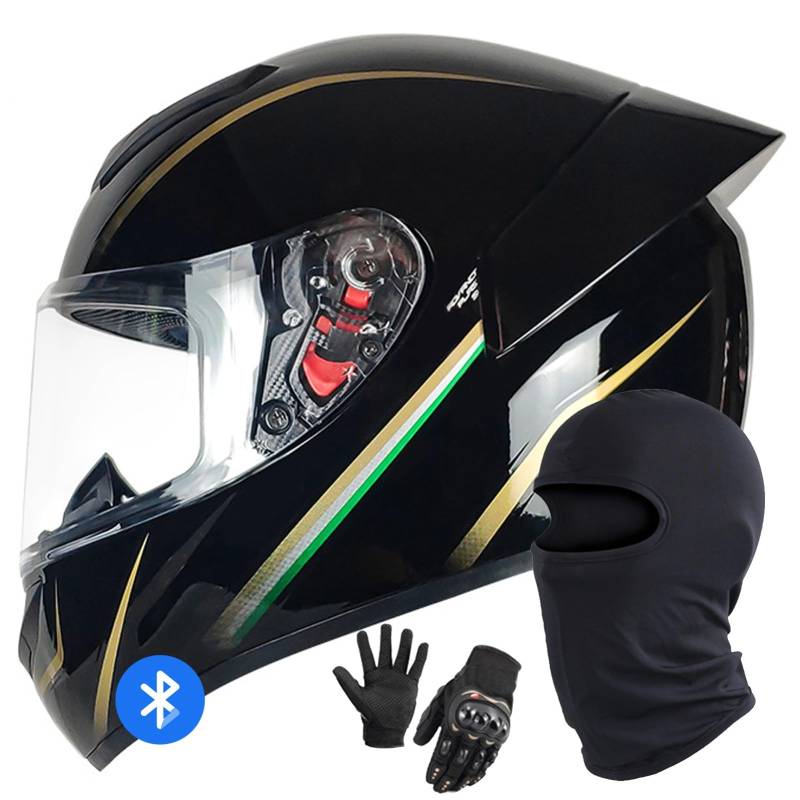 Motorradhelm Bluetooth Klapphelm Modularer Motorradhelm DOT/ECE-Geprüfter Integralhelm Klapphelm Motorradhelm Mit Visier Für Männer Und Frauen I,L/58-59CM von Caimcie