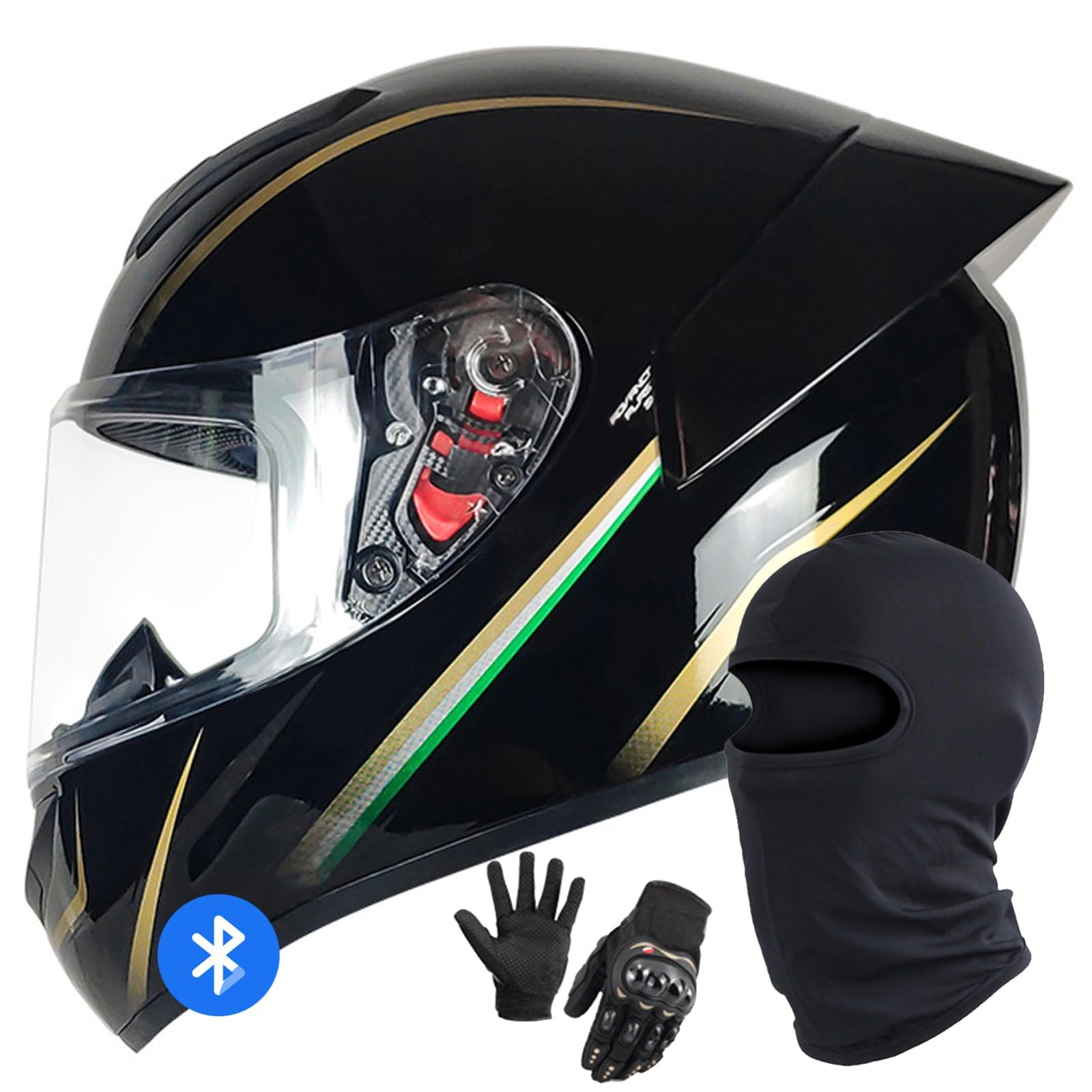 Motorradhelm Bluetooth Klapphelm Modularer Motorradhelm DOT/ECE-Geprüfter Integralhelm Klapphelm Motorradhelm Mit Visier Für Männer Und Frauen I,M/55-57CM von Caimcie