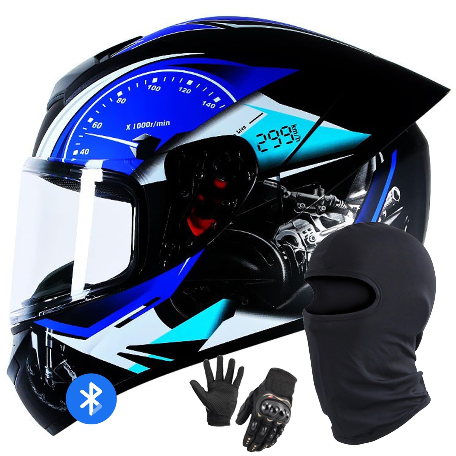 Motorradhelm Bluetooth Klapphelm Modularer Motorradhelm DOT/ECE-Geprüfter Integralhelm Klapphelm Motorradhelm Mit Visier Für Männer Und Frauen K,L/58-59CM von Caimcie