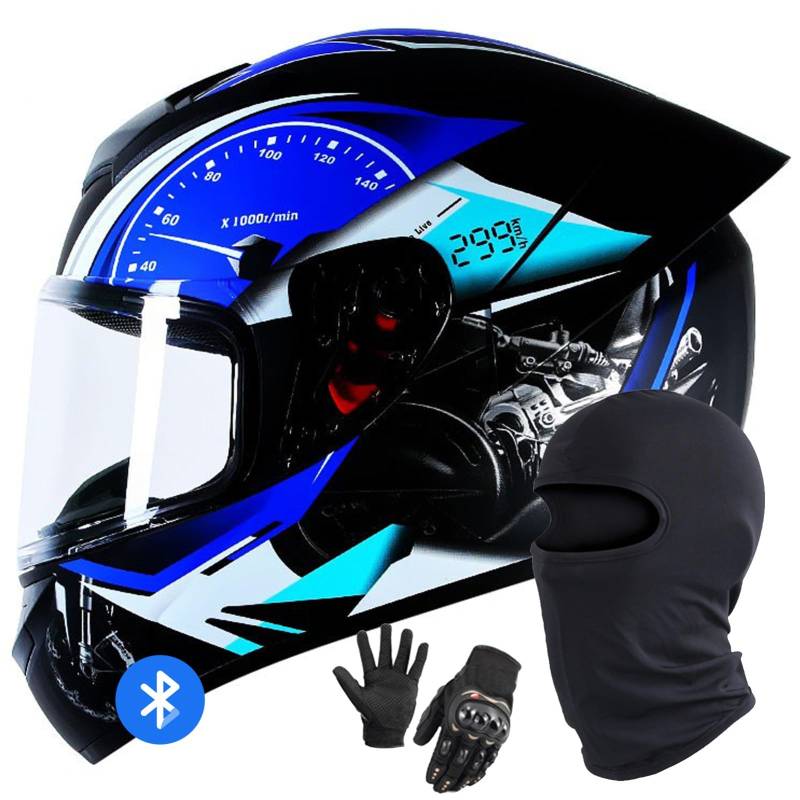 Motorradhelm Bluetooth Klapphelm Modularer Motorradhelm DOT/ECE-Geprüfter Integralhelm Klapphelm Motorradhelm Mit Visier Für Männer Und Frauen K,M/55-57CM von Caimcie