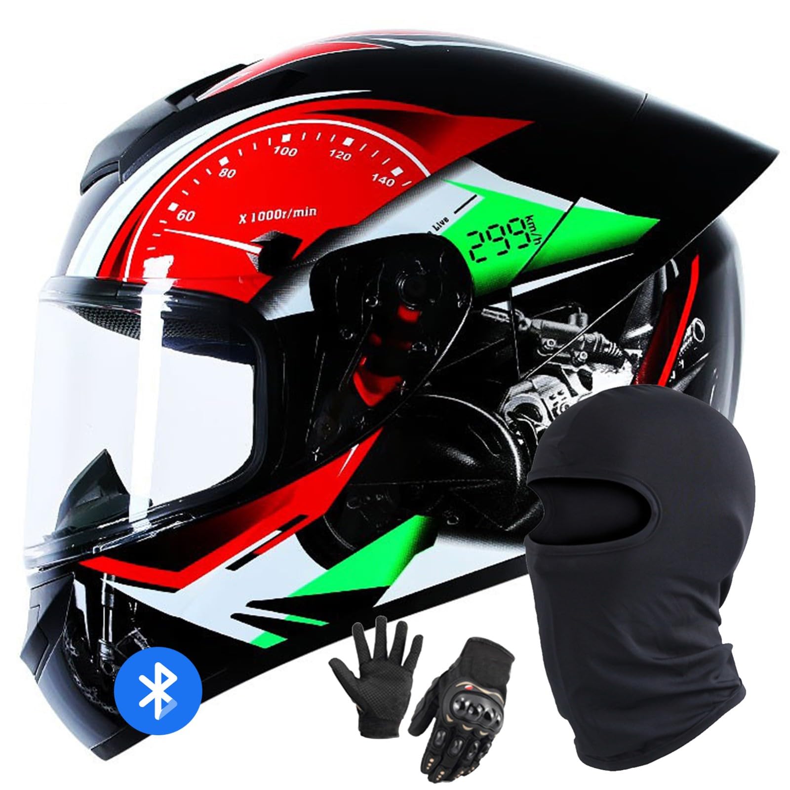 Motorradhelm Bluetooth Klapphelm Modularer Motorradhelm DOT/ECE-Geprüfter Integralhelm Klapphelm Motorradhelm Mit Visier Für Männer Und Frauen L,XL/60-61CM von Caimcie