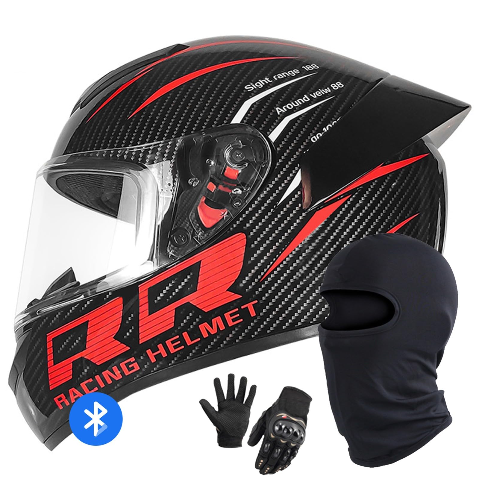 Motorradhelm Bluetooth Klapphelm Modularer Motorradhelm DOT/ECE-Geprüfter Integralhelm Klapphelm Motorradhelm Mit Visier Für Männer Und Frauen M,M/55-57CM von Caimcie