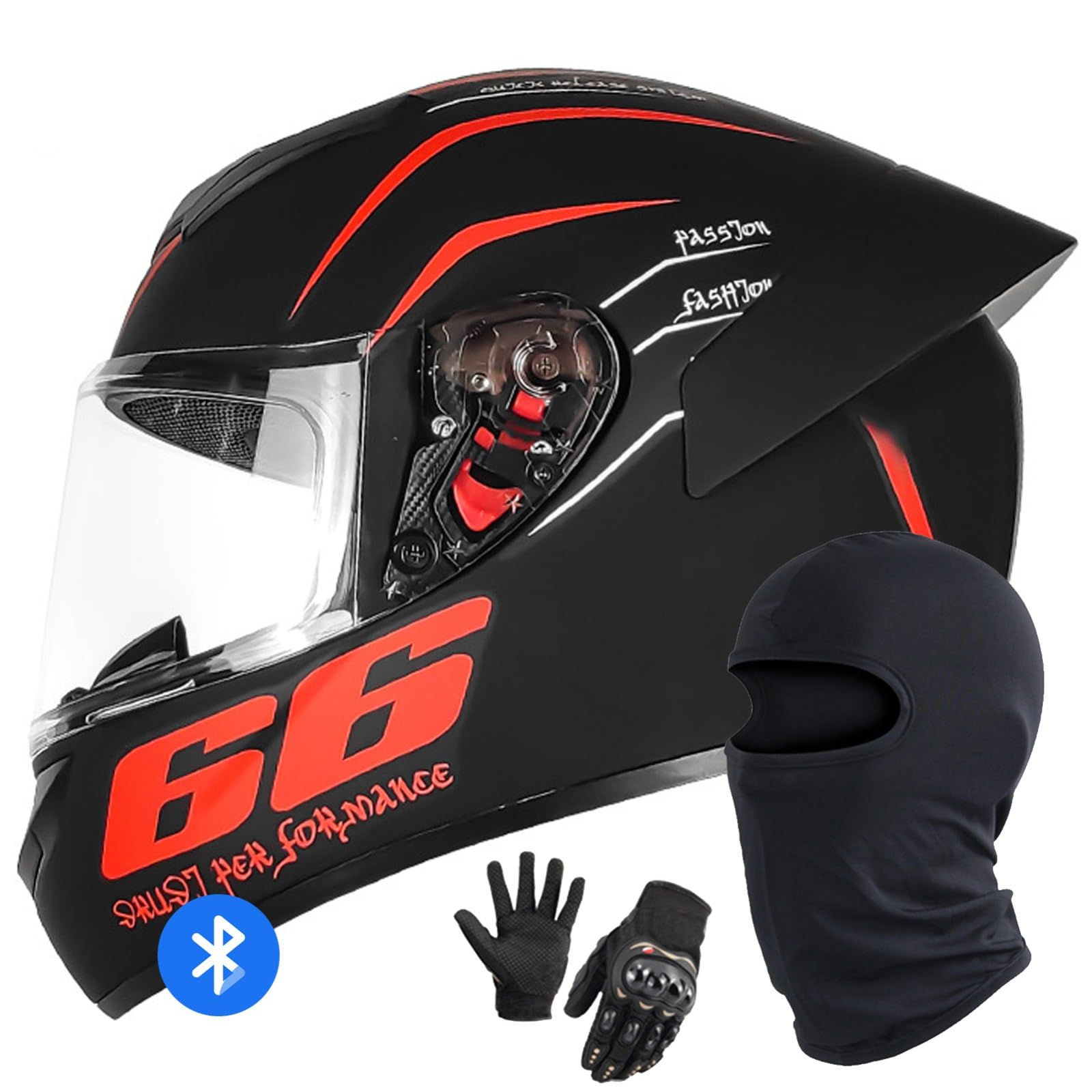 Motorradhelm Bluetooth Klapphelm Modularer Motorradhelm DOT/ECE-Geprüfter Integralhelm Klapphelm Motorradhelm Mit Visier Für Männer Und Frauen O,L/58-59CM von Caimcie