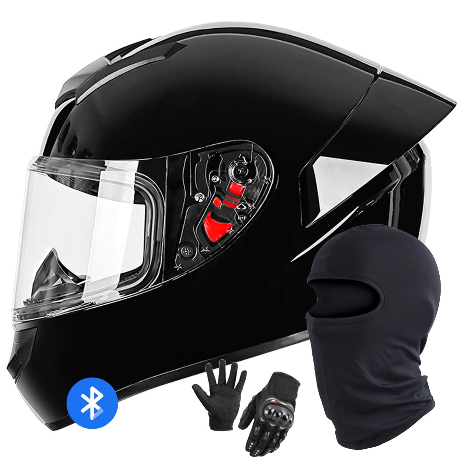 Motorradhelm Bluetooth Klapphelm Modularer Motorradhelm DOT/ECE-Geprüfter Integralhelm Klapphelm Motorradhelm Mit Visier Für Männer Und Frauen R,L/58-59CM von Caimcie