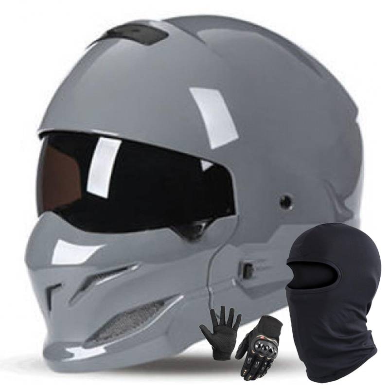 Motorradhelm Integriert Modularer Helm DOT/ECE Zertifiziert Mopeds Roller Straßenmotorräder Rennmotorradhelme Mopedhelm Scooter Chopper Helm Für Männer Und Frauen C,XL/59-60CM von Caimcie