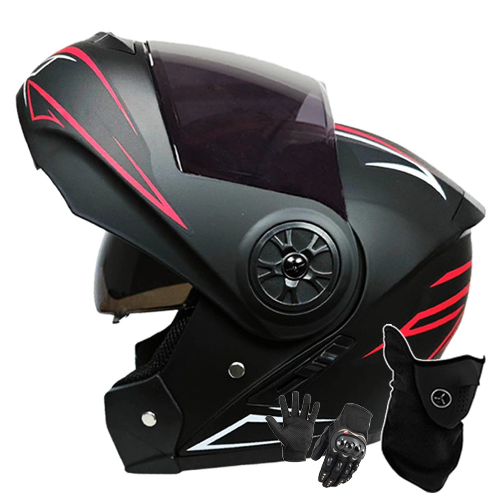 Motorradhelm Klapphelm Modulare Helm Integriert Motorradhelm Mit Doppelvisier DOT/ECE Zertifiziert Moped-Roller-Helm Für Erwachsene Frauen Männer B,L/59-60CM von Caimcie