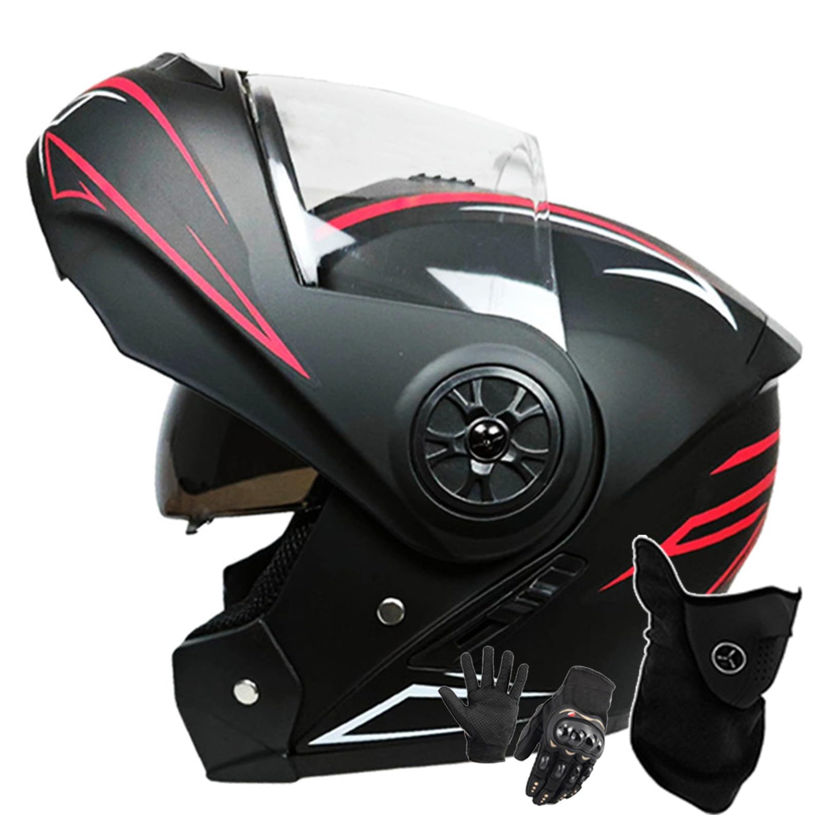 Motorradhelm Klapphelm Modulare Helm Integriert Motorradhelm Mit Doppelvisier DOT/ECE Zertifiziert Moped-Roller-Helm Für Erwachsene Frauen Männer C,L/59-60CM von Caimcie