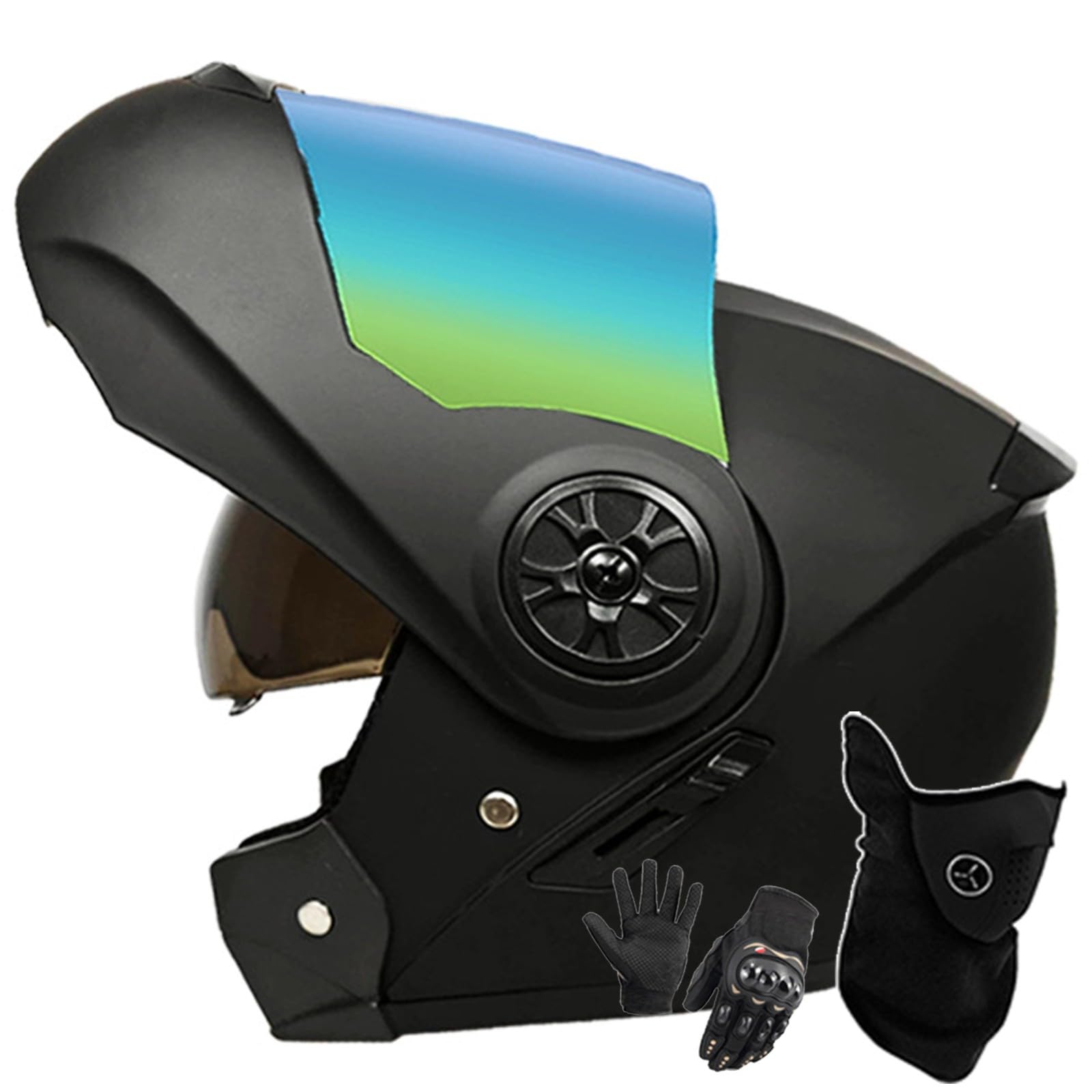 Motorradhelm Klapphelm Modulare Helm Integriert Motorradhelm Mit Doppelvisier DOT/ECE Zertifiziert Moped-Roller-Helm Für Erwachsene Frauen Männer D,L/59-60CM von Caimcie