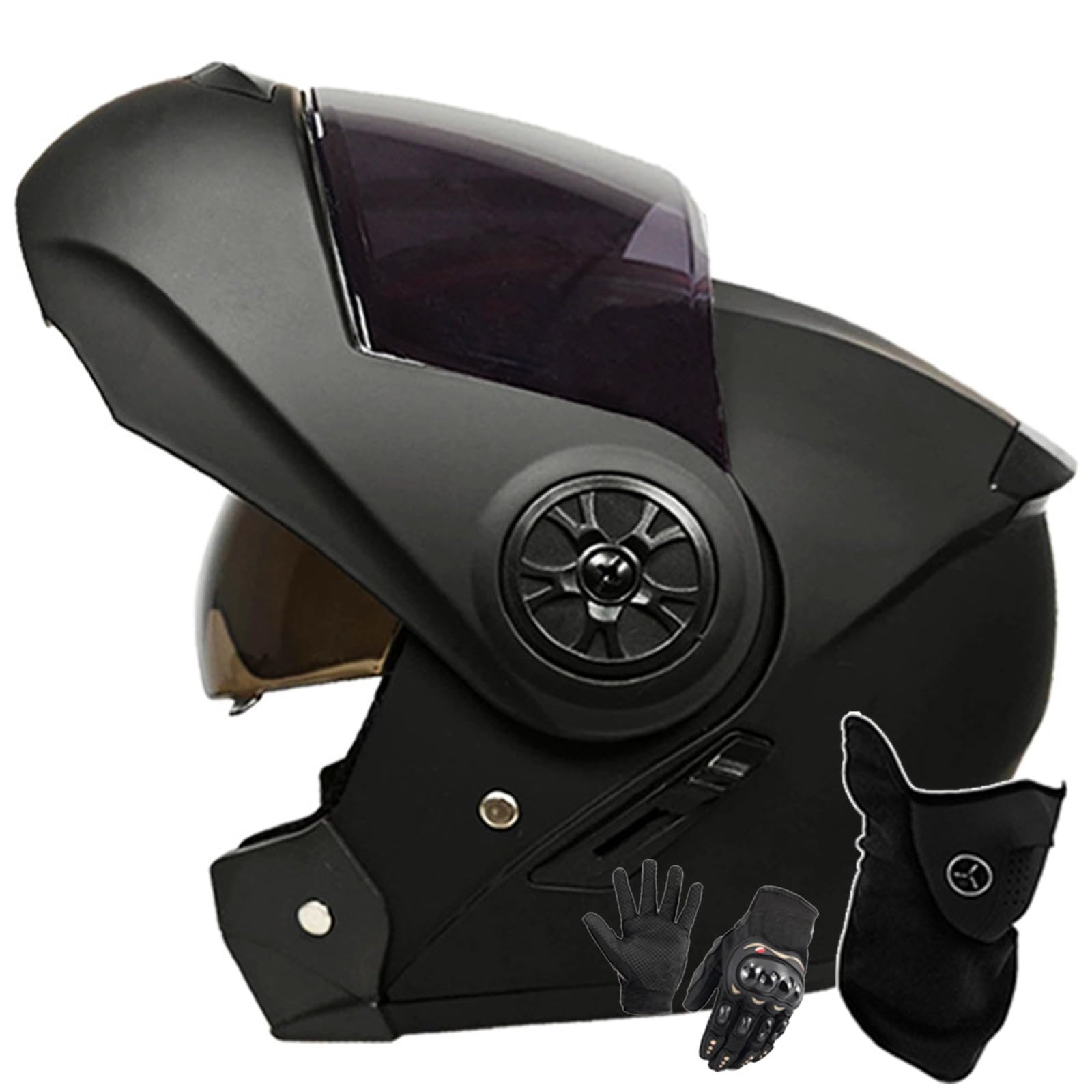 Motorradhelm Klapphelm Modulare Helm Integriert Motorradhelm Mit Doppelvisier DOT/ECE Zertifiziert Moped-Roller-Helm Für Erwachsene Frauen Männer E,L/59-60CM von Caimcie