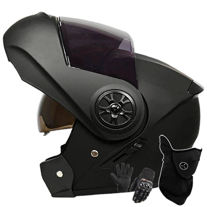 Motorradhelm Klapphelm Modulare Helm Integriert Motorradhelm Mit Doppelvisier DOT/ECE Zertifiziert Moped-Roller-Helm Für Erwachsene Frauen Männer E,S/55-56CM von Caimcie