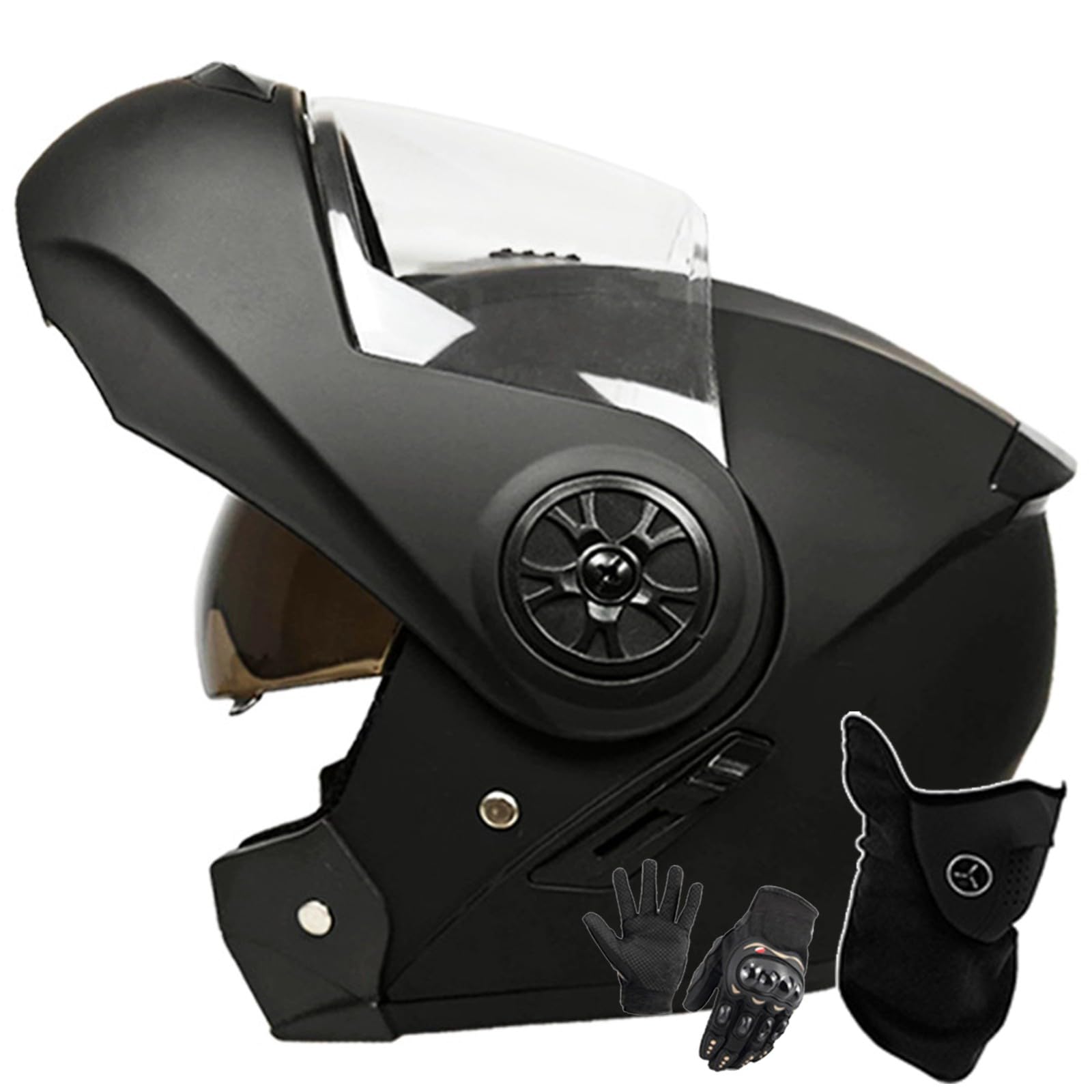 Motorradhelm Klapphelm Modulare Helm Integriert Motorradhelm Mit Doppelvisier DOT/ECE Zertifiziert Moped-Roller-Helm Für Erwachsene Frauen Männer F,L/59-60CM von Caimcie