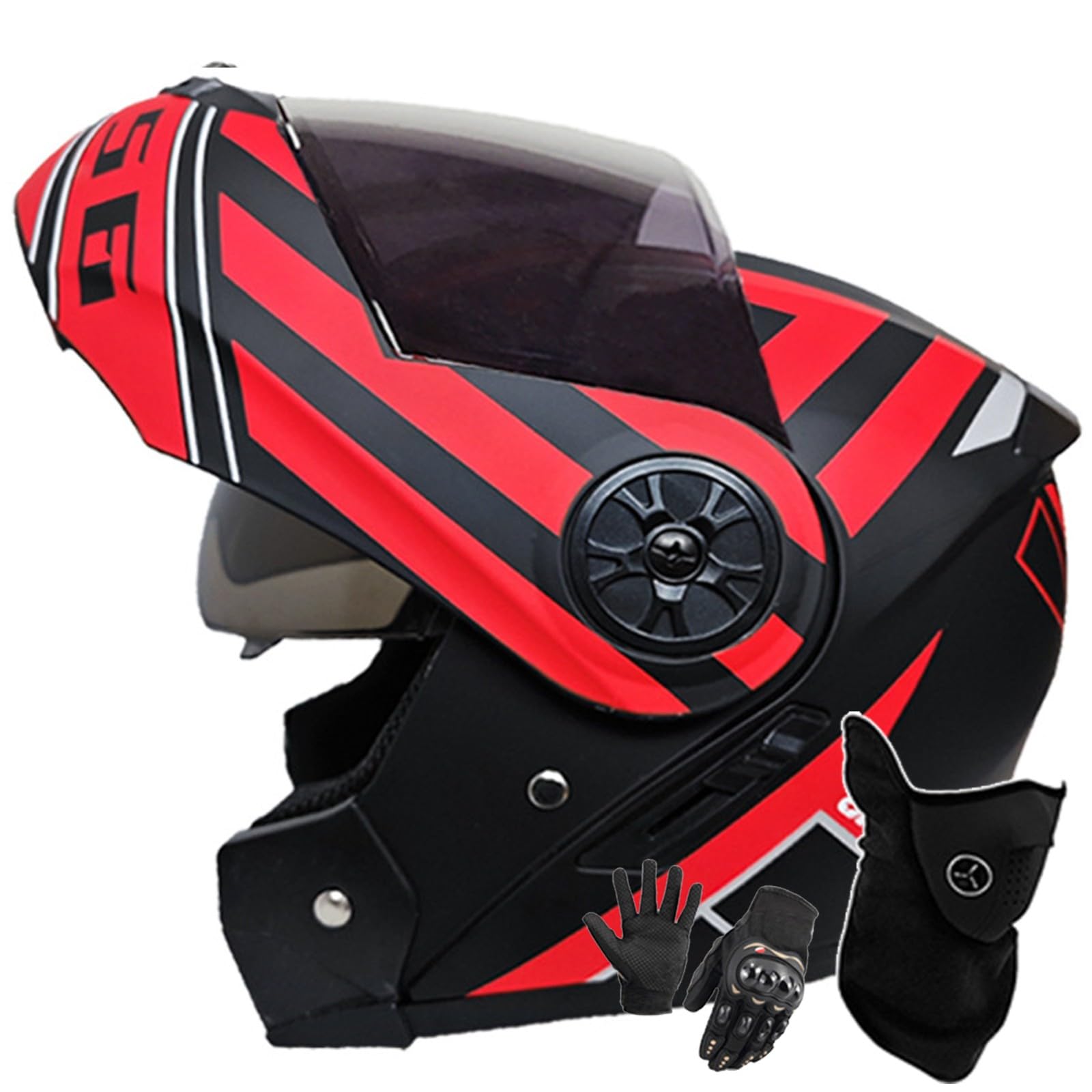 Motorradhelm Klapphelm Modulare Helm Integriert Motorradhelm Mit Doppelvisier DOT/ECE Zertifiziert Moped-Roller-Helm Für Erwachsene Frauen Männer H,L/59-60CM von Caimcie