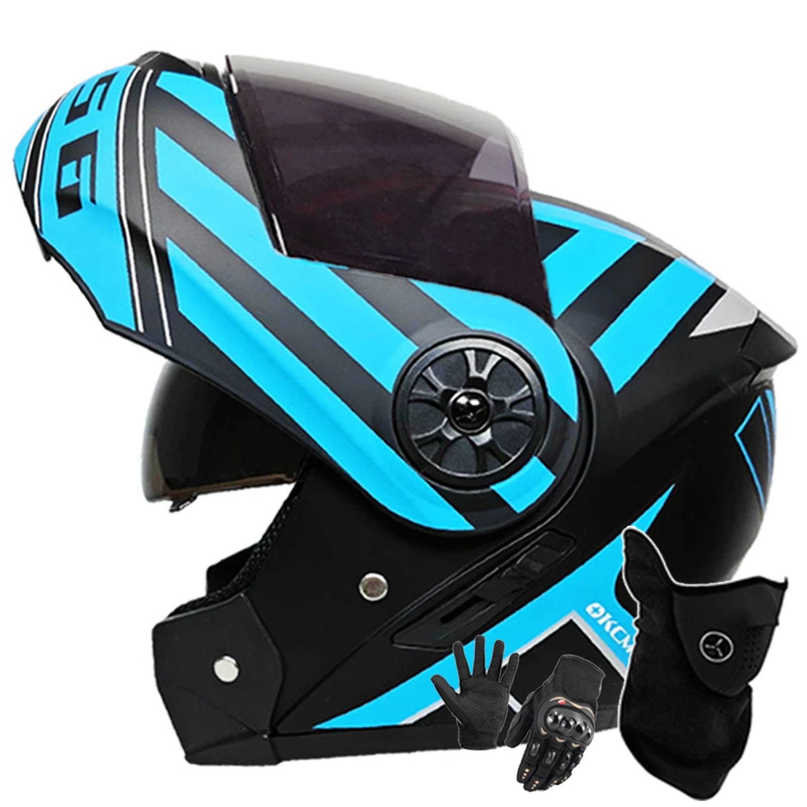 Motorradhelm Klapphelm Modulare Helm Integriert Motorradhelm Mit Doppelvisier DOT/ECE Zertifiziert Moped-Roller-Helm Für Erwachsene Frauen Männer K,L/59-60CM von Caimcie