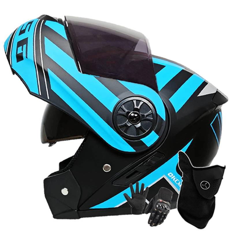 Motorradhelm Klapphelm Modulare Helm Integriert Motorradhelm Mit Doppelvisier DOT/ECE Zertifiziert Moped-Roller-Helm Für Erwachsene Frauen Männer K,XL/61-62CM von Caimcie