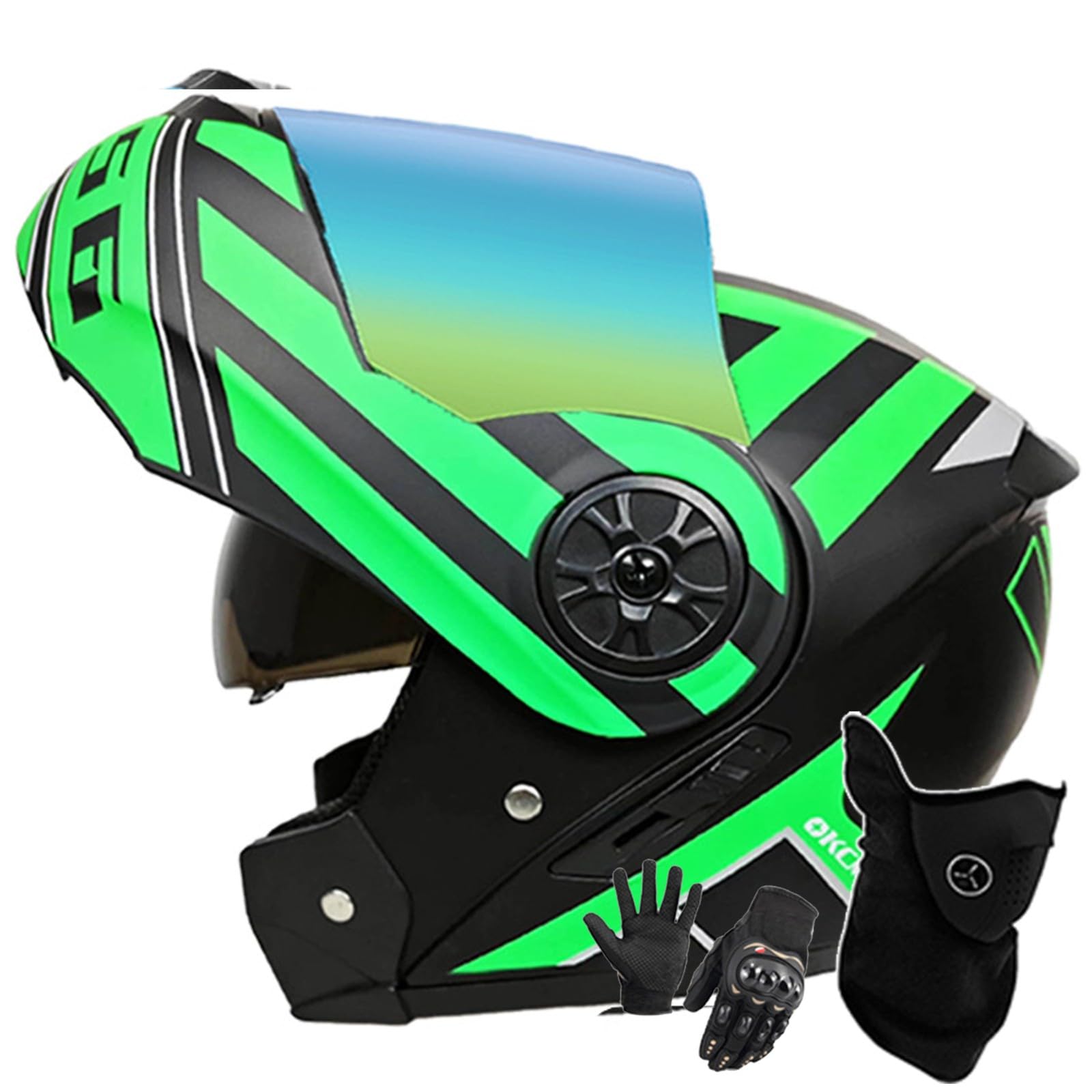 Motorradhelm Klapphelm Modulare Helm Integriert Motorradhelm Mit Doppelvisier DOT/ECE Zertifiziert Moped-Roller-Helm Für Erwachsene Frauen Männer M,L/59-60CM von Caimcie