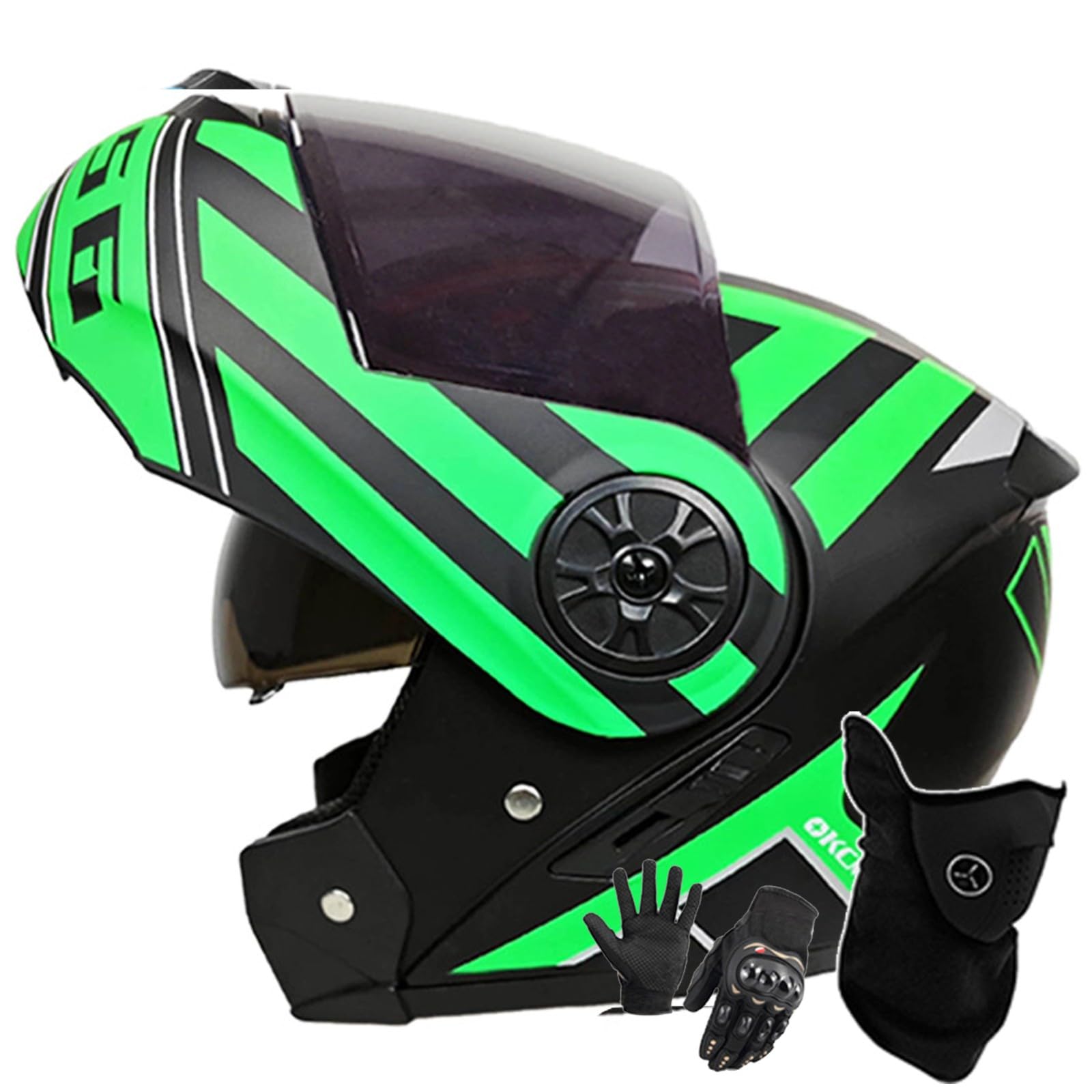 Motorradhelm Klapphelm Modulare Helm Integriert Motorradhelm Mit Doppelvisier DOT/ECE Zertifiziert Moped-Roller-Helm Für Erwachsene Frauen Männer N,L/59-60CM von Caimcie