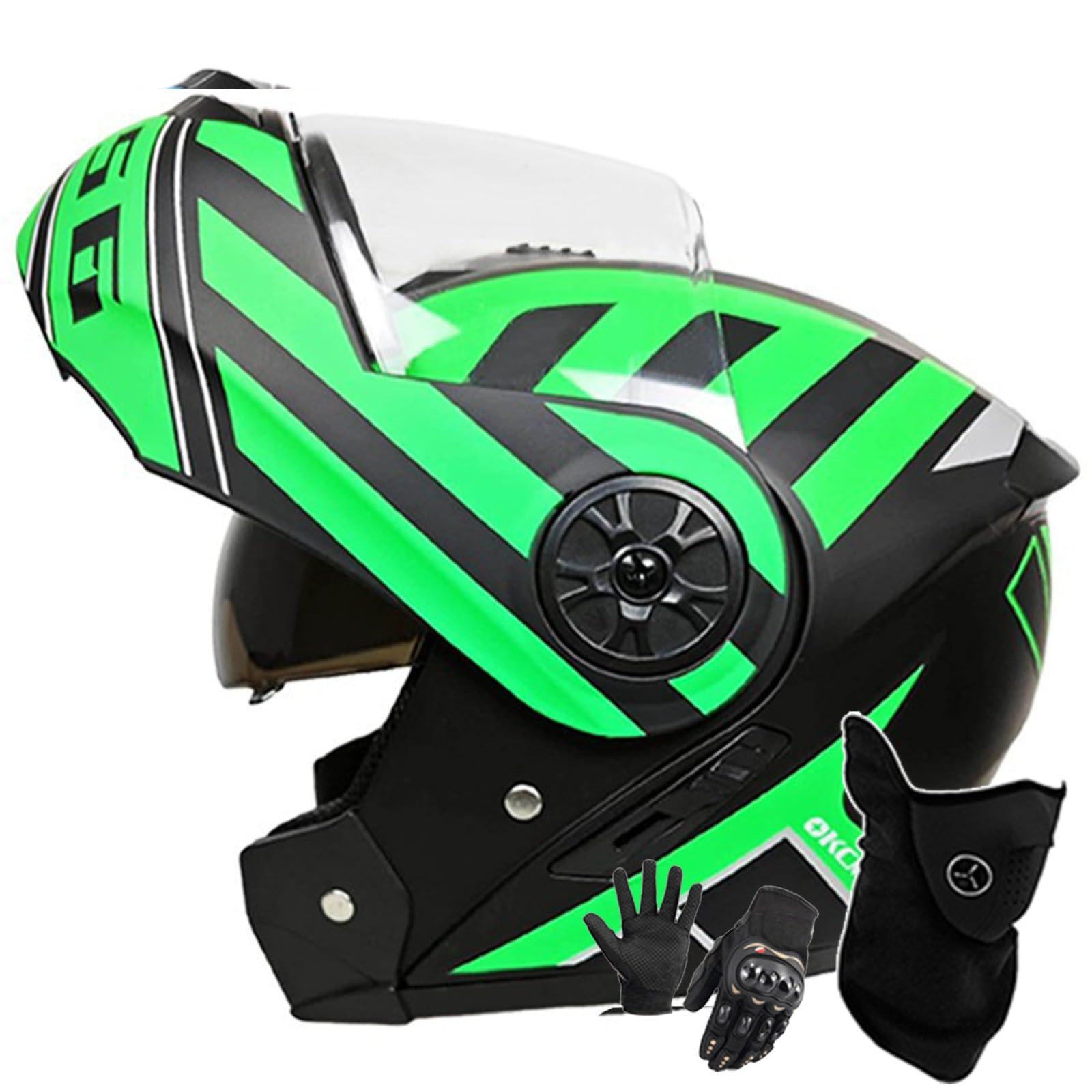 Motorradhelm Klapphelm Modulare Helm Integriert Motorradhelm Mit Doppelvisier DOT/ECE Zertifiziert Moped-Roller-Helm Für Erwachsene Frauen Männer O,L/59-60CM von Caimcie