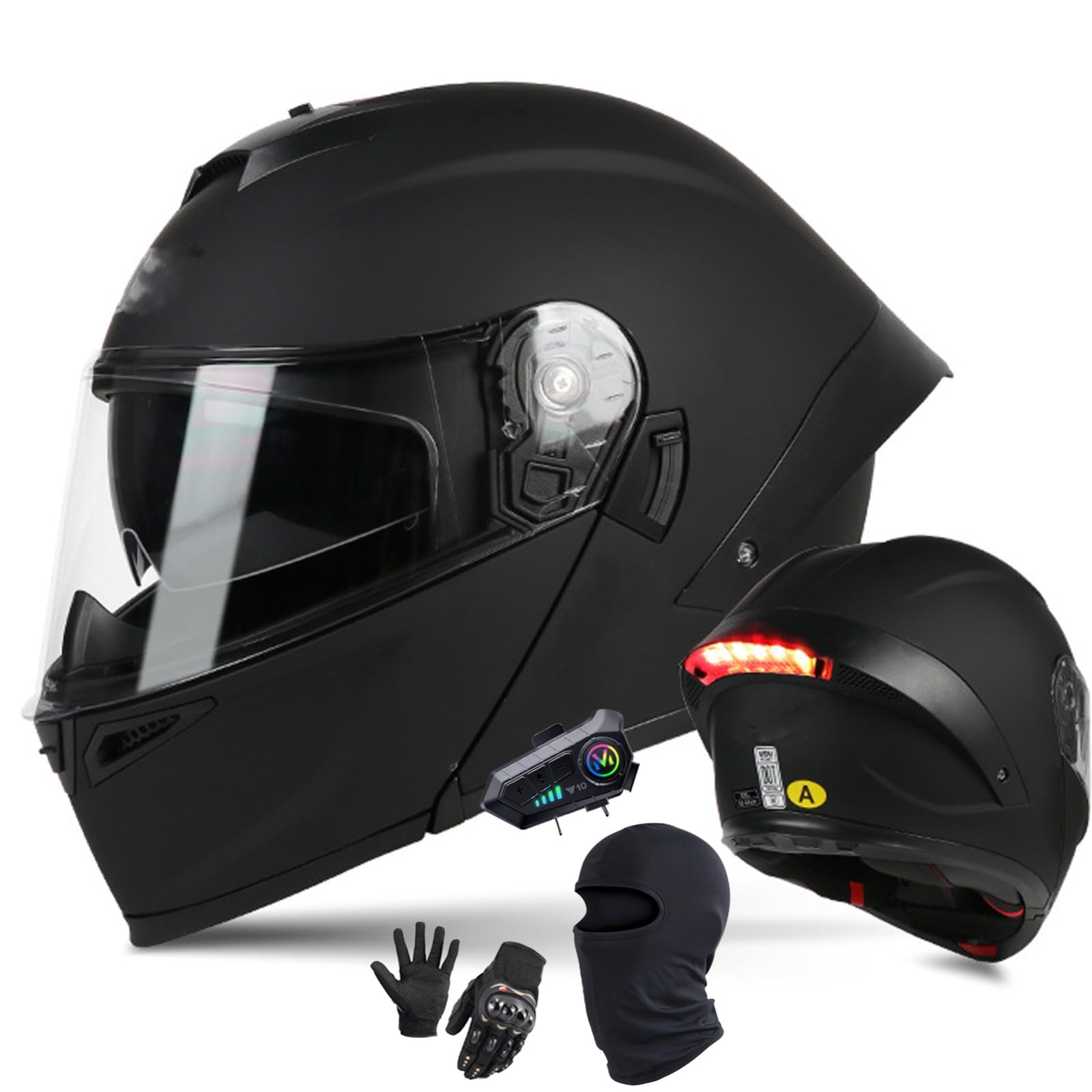 Motorradhelm Mit Doppelvisier Integralhelme Bluetooth Klapphelm Modulare Helm ECE/DOT-Zugelassen Motorrad Full Face Helm Integriert Motorradhelm Für Frauen Männer H,L/57-59CM von Caimcie