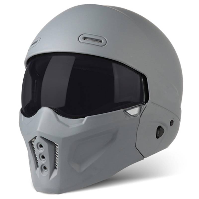 Motorradhelm Motorrad-Integralhelm DOT/ECE Zertifiziert Sturzhelm Mit Visier Integriert Motorradhelm Helm Mit Umschaltbarem Modus 3/4 Helm Für Herren Damen F,L/59-60CM von Caimcie