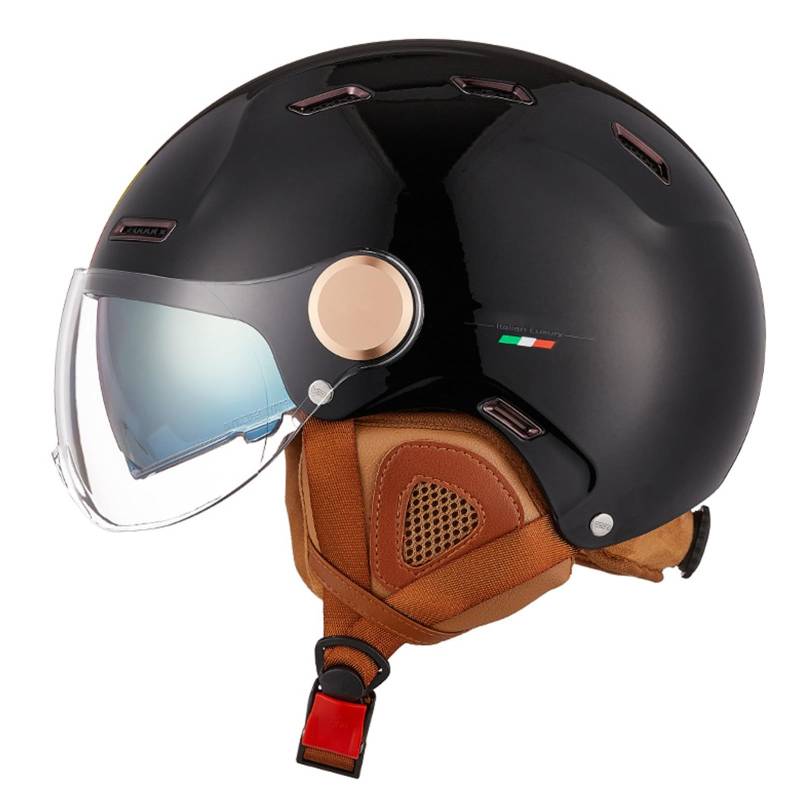 Retro Motorrad Helm Halb-Jet-Motorradhelm Motorrad-Sturzhelm Mit Doppelvisier DOT/ECE-Geprüfter Retro-Stil Motorrad-Jethelm Sturzhelm for Männer Frauen B,L/59-62CM von Caimcie