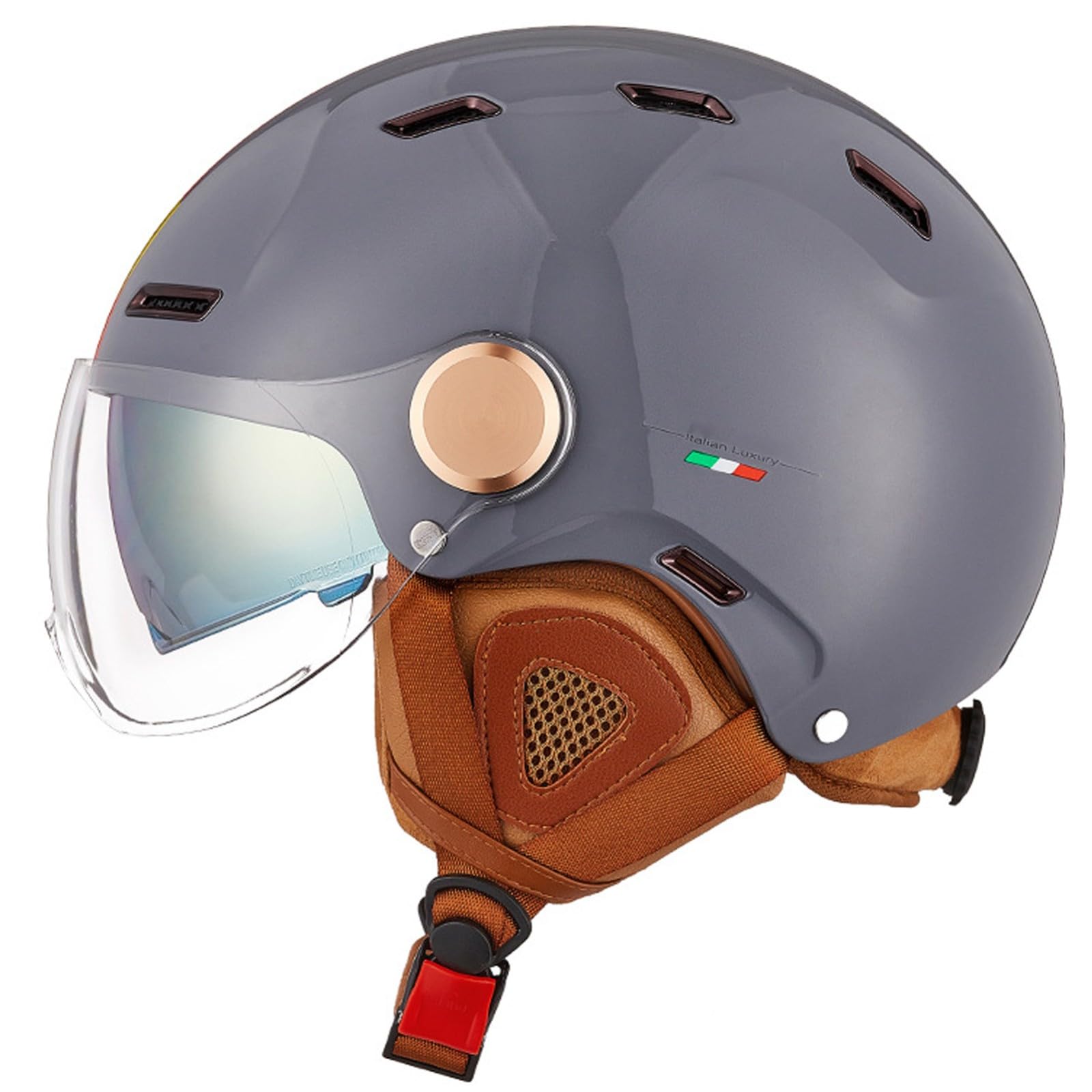 Retro Motorrad Helm Halb-Jet-Motorradhelm Motorrad-Sturzhelm Mit Doppelvisier DOT/ECE-Geprüfter Retro-Stil Motorrad-Jethelm Sturzhelm for Männer Frauen G,S/55-58CM von Caimcie