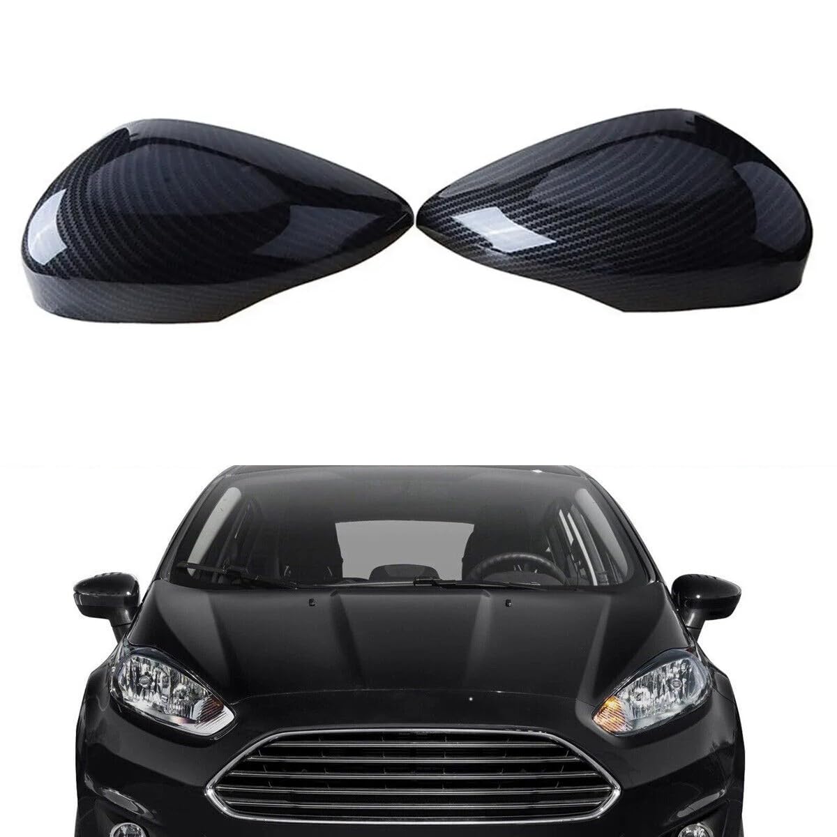 Cakievro Ersatz-Rückspiegelabdeckung für Ford Fiesta MK7 2008–2017, Außenspiegel-Abdeckung, Karbonfaser-Optik (Carbon) von Cakievro