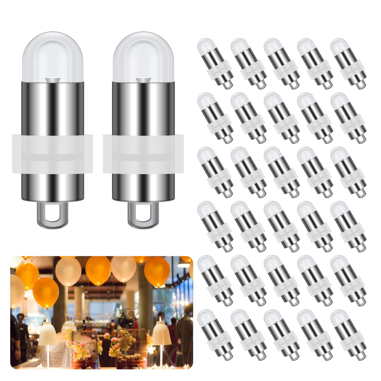 30 Stück Mini LED Ballonlichter, Warmweiß, IP65 Wasserdicht, LED Laternenlichter, Batterie Kann Ersetzt Werden, für Ballon, Papierlaterne, Halloween, Weihnachten, Hochzeit, Party Lichter Dekoration von Caldarax