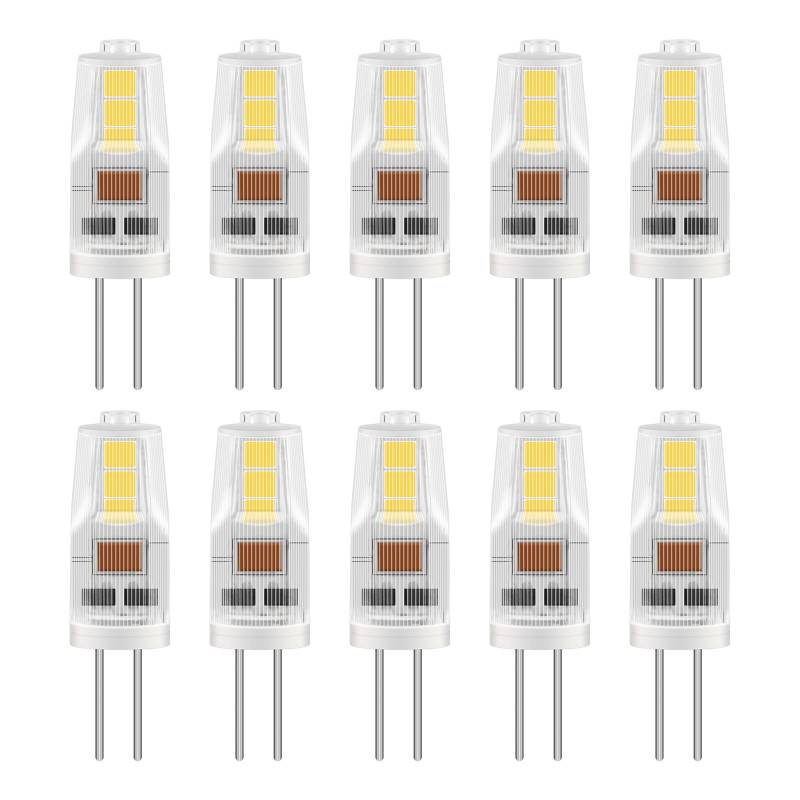 Caldarax G4 LED Lampen 12V AC/DC, 2W G4 LED Stiftsockellampe, Ersatz für 20W Halogenlampen, 6000K Kaltweiß, 200LM, 360°Abstrahlwinkel, LED Energiesparlampe, Nicht Dimmbar, 10 Stück von Caldarax