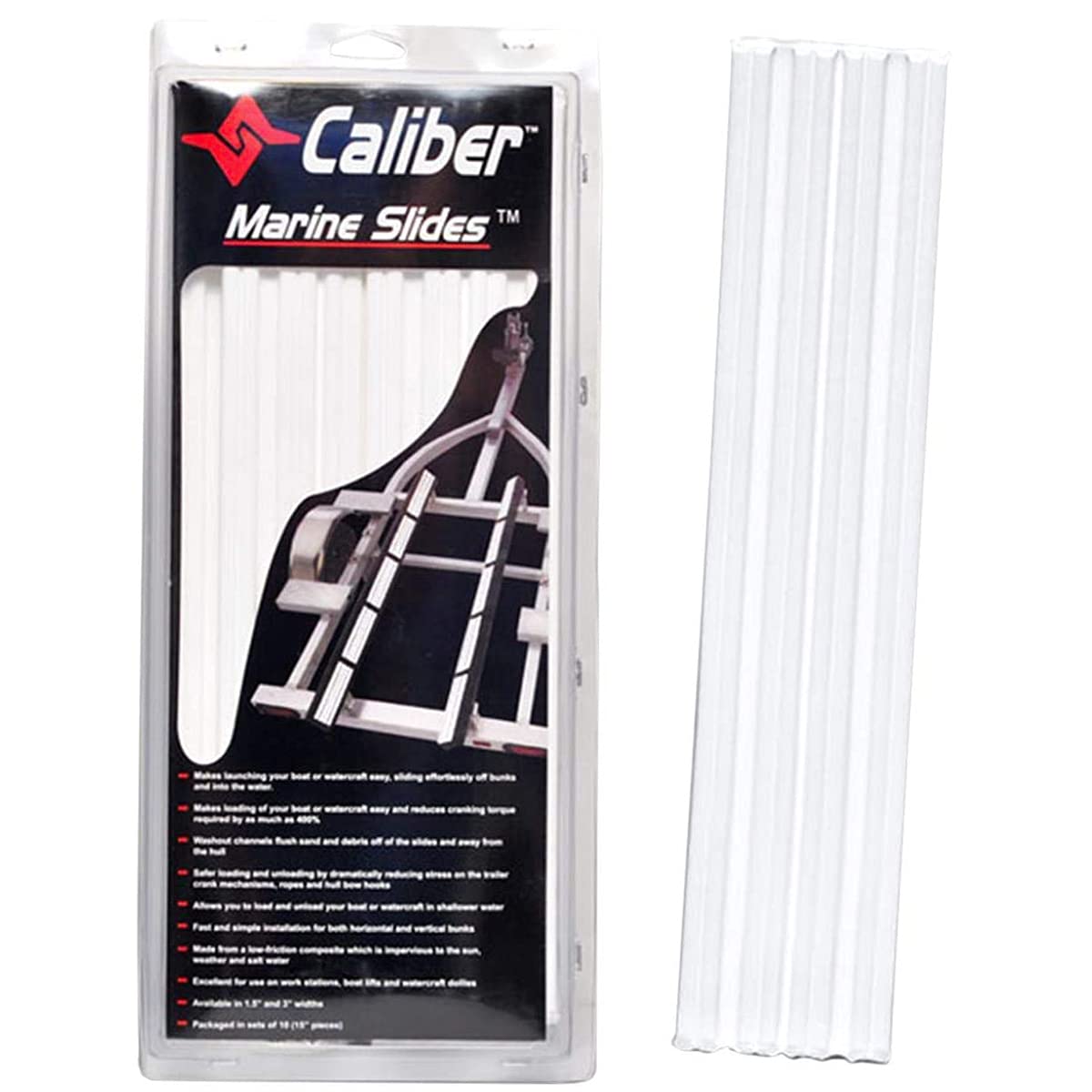 Caliber Marine Trailer Bunk Slides 23011, 7,6 x 38,1 cm, 10 Stück, Weiß von Caliber