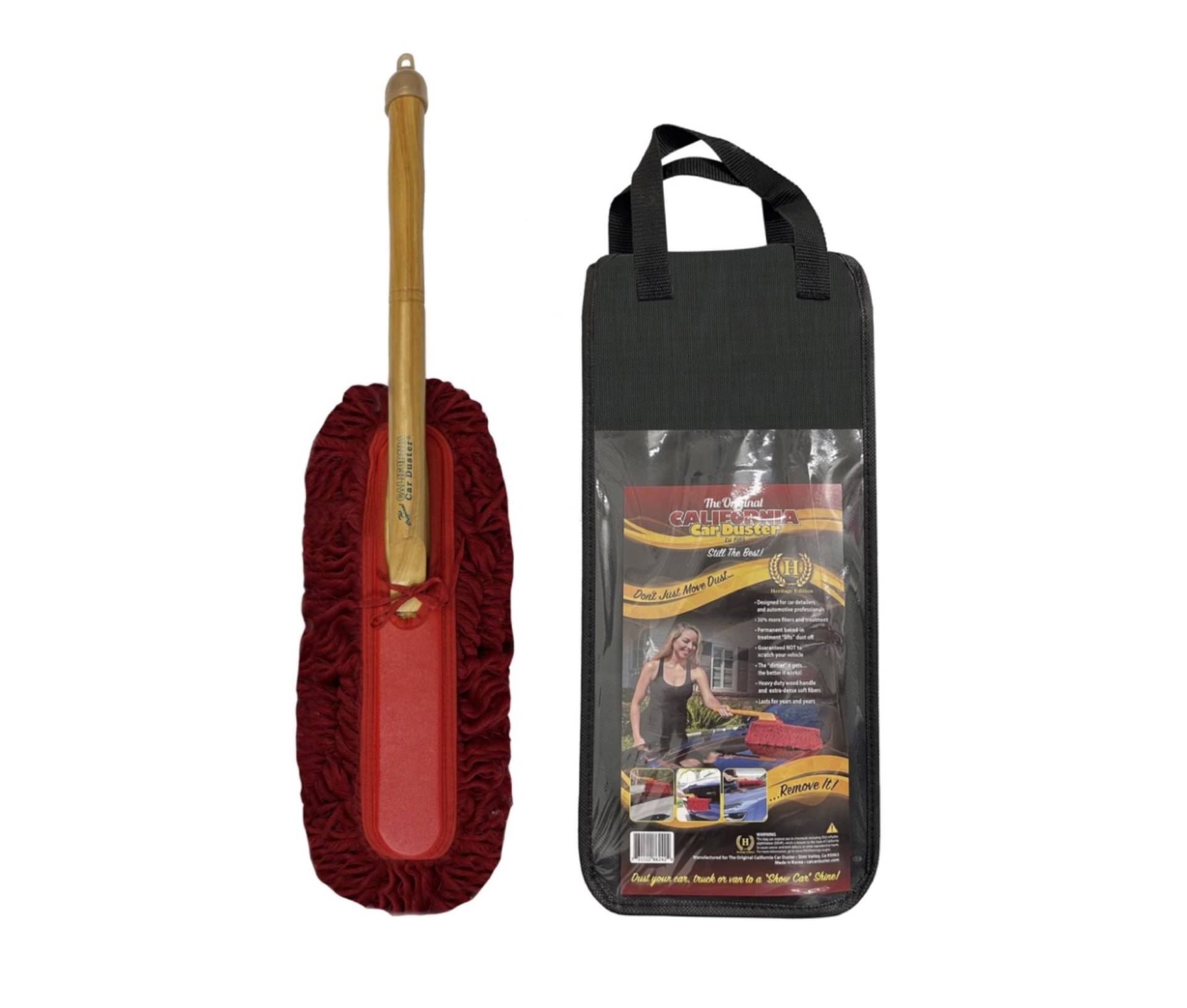 California Car Duster Heritage Edition 86242 Wischmopp mit Holzgriff und Baumwolle, Rot von California Car Duster