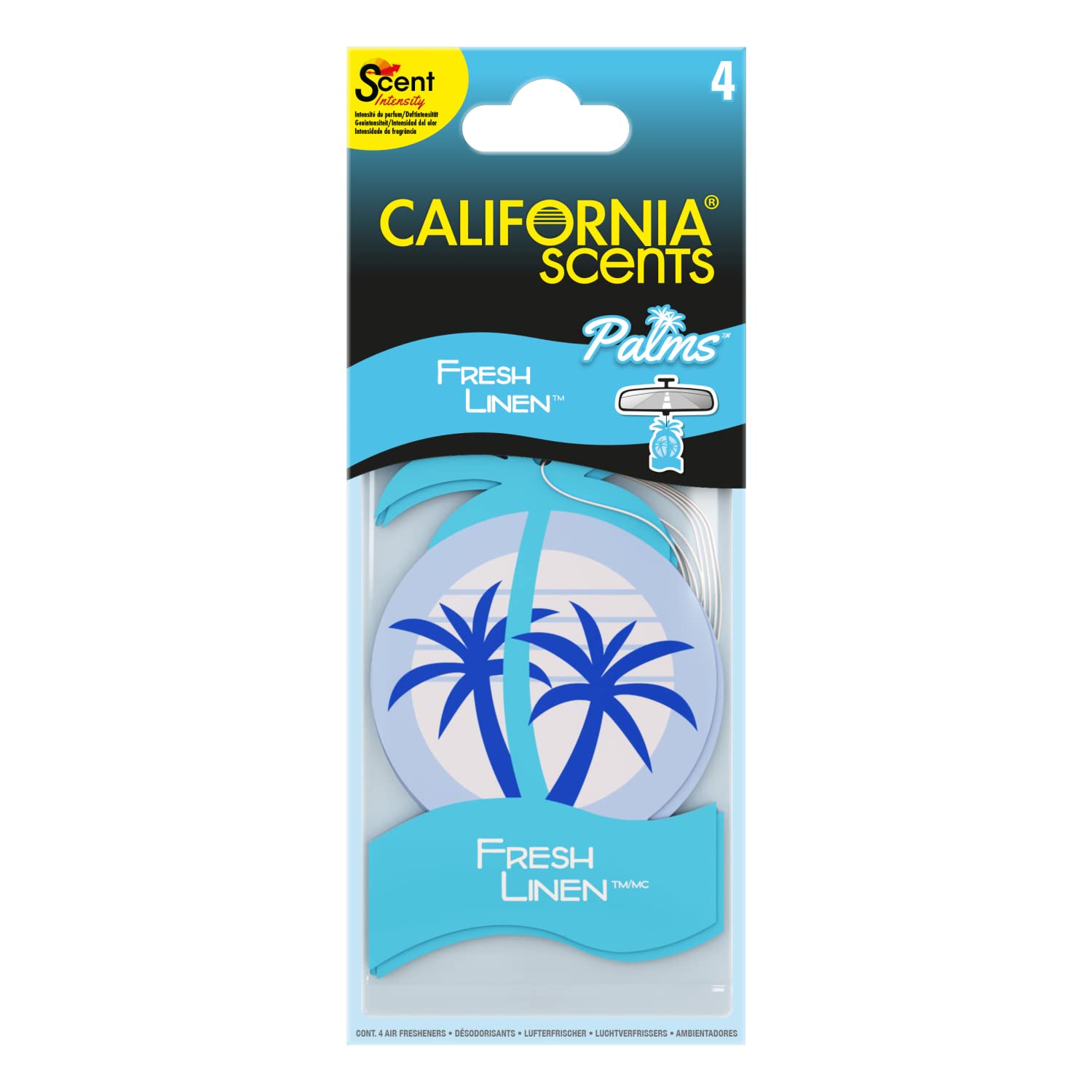 California Car Scents 4St Palm-Lufterfrischer Fresh Linen von California Car Scents