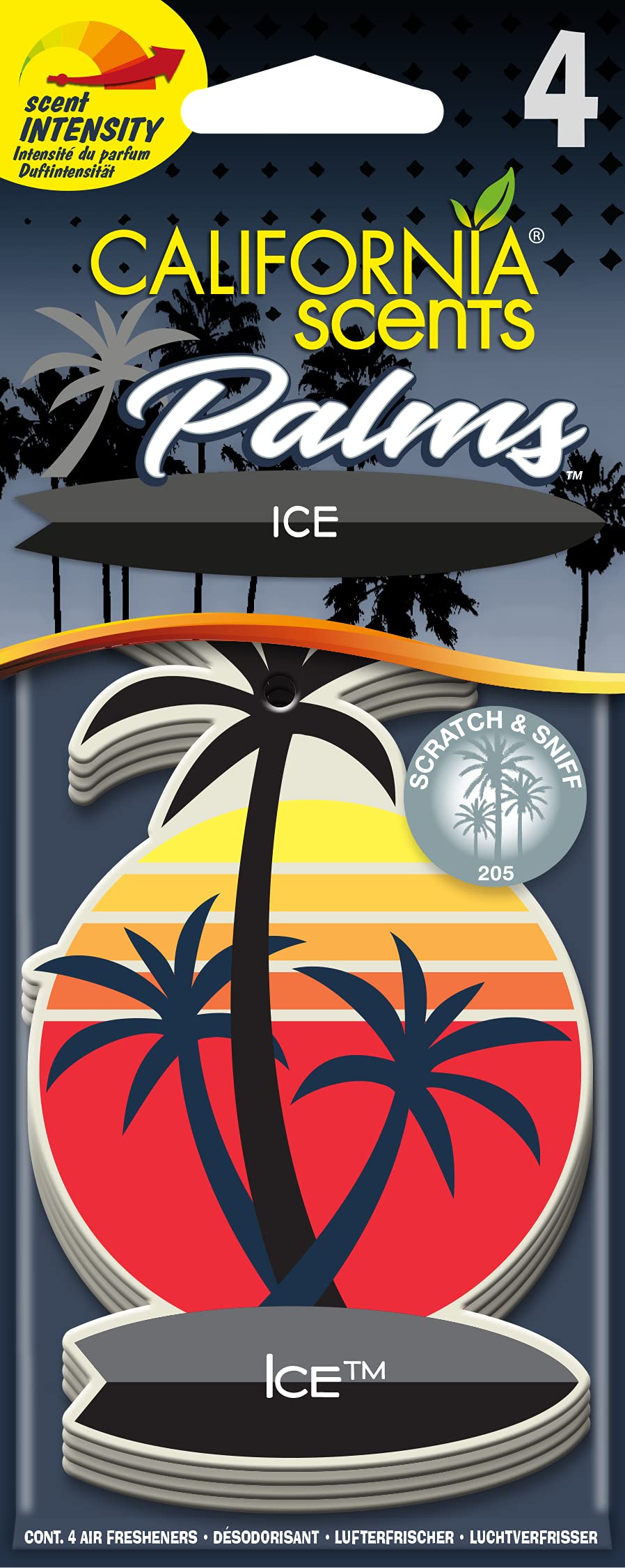 California Car Scents E302692400 Palms Lufterfrischer Ice, 4 Stück von California Scents