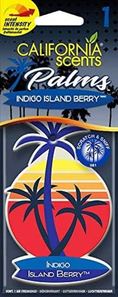 California Car Scents Palms Lufterfrischer Indigo Island Berry, 4 Stück von California Scents