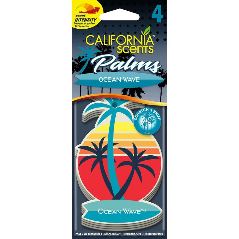 California Car Scents Scents E302691900 Palms Lufterfrischer Ocean Wave, 4 Stück von California Scents