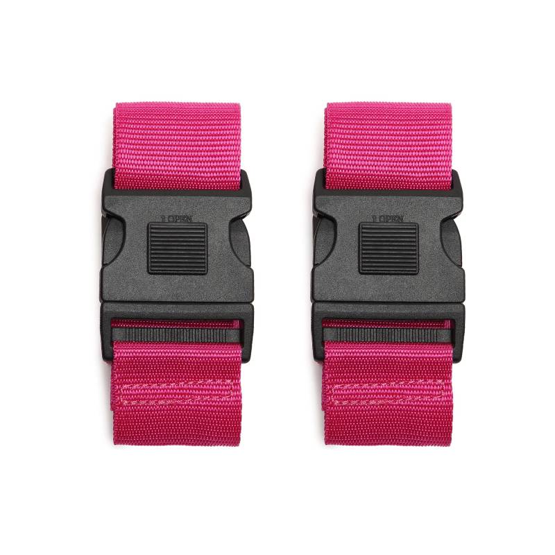 2 Stück / 4 Stück Gepäckgurte, verstellbare Koffergurte mit Namensschild, Reisezubehör für Koffer in leuchtenden Farben (2pcs Pink) von California Republic