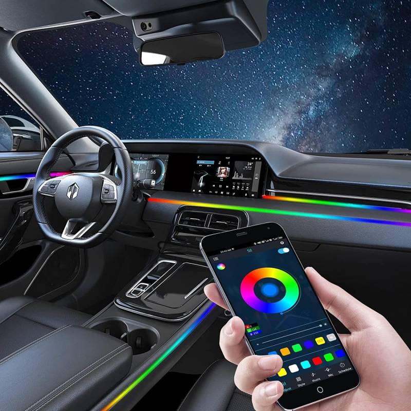 Callsky Auto Innenbeleuchtung LED Atmosphäre Licht, Auto LED Innenraumbeleuchtung Streifen RGB Fußraum Beleuchtung Ambientebeleuchtung Auto Innenraum Strip Atmosphäre Licht mit, Musik-Modus（18 in 1） von Callsky