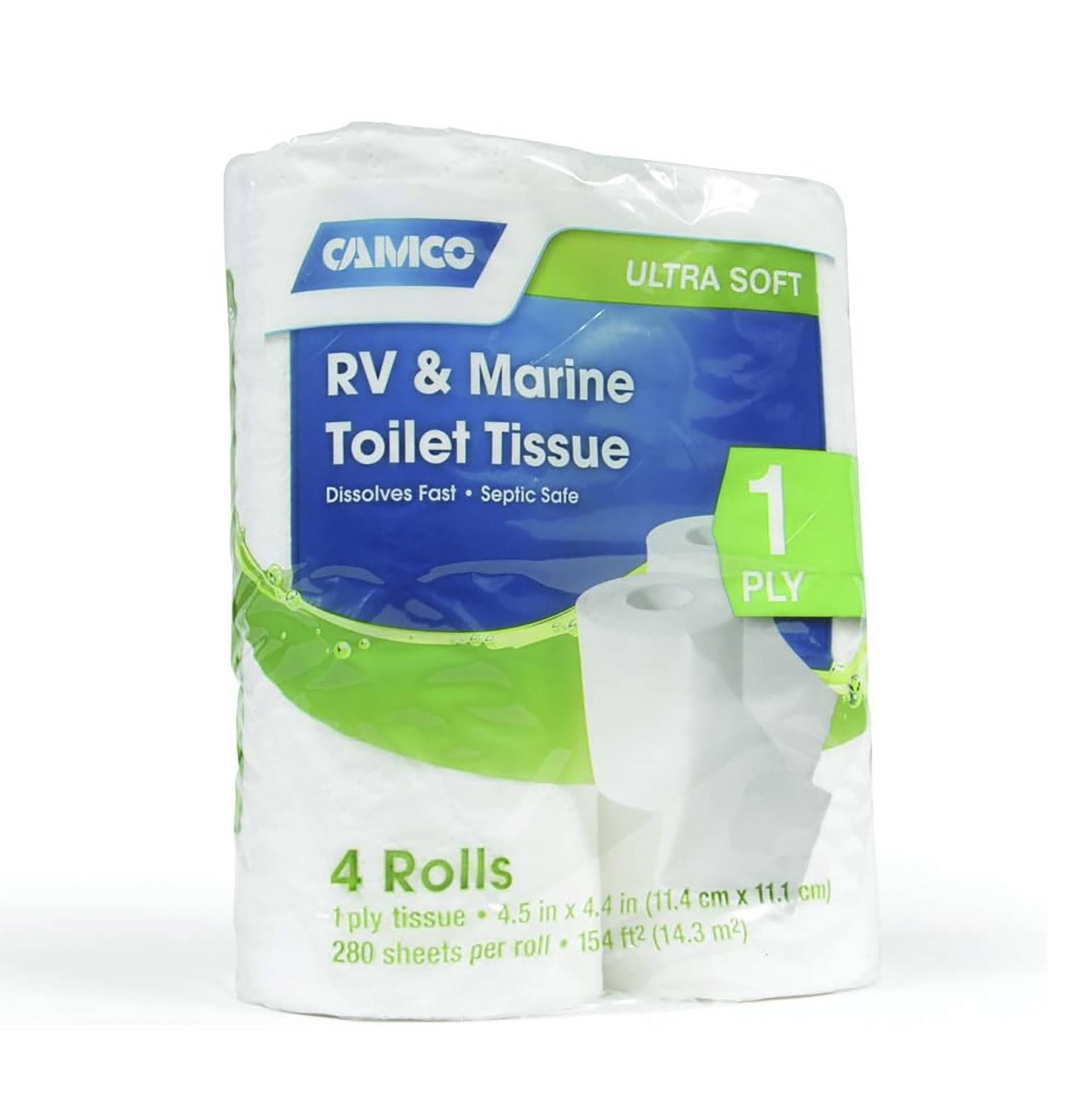 Camco 40276 Toilettenpapier, 1 Packung mit 4 Rollen, weiß von Camco