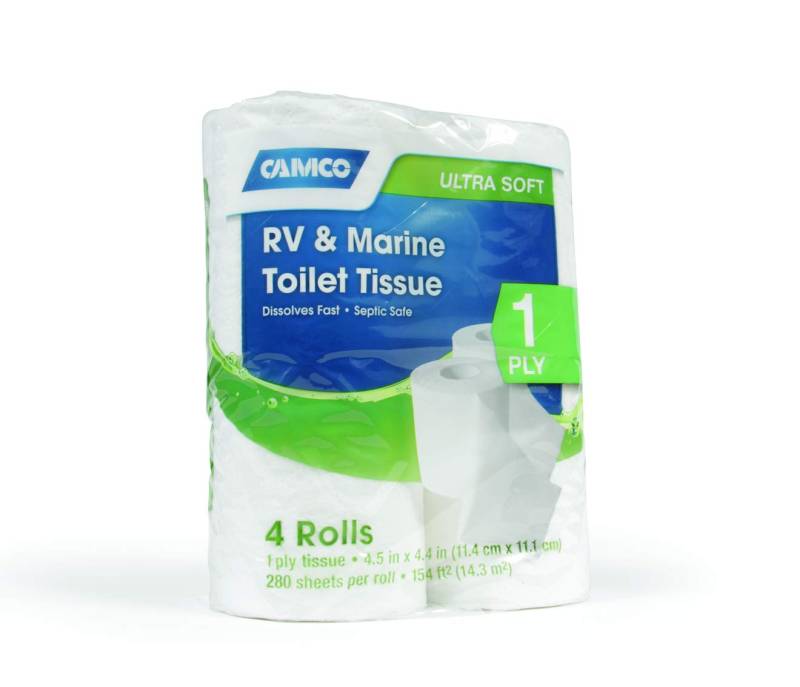 Camco 40276 Toilettenpapier, 1 Packung mit 4 Rollen, weiß von Camco