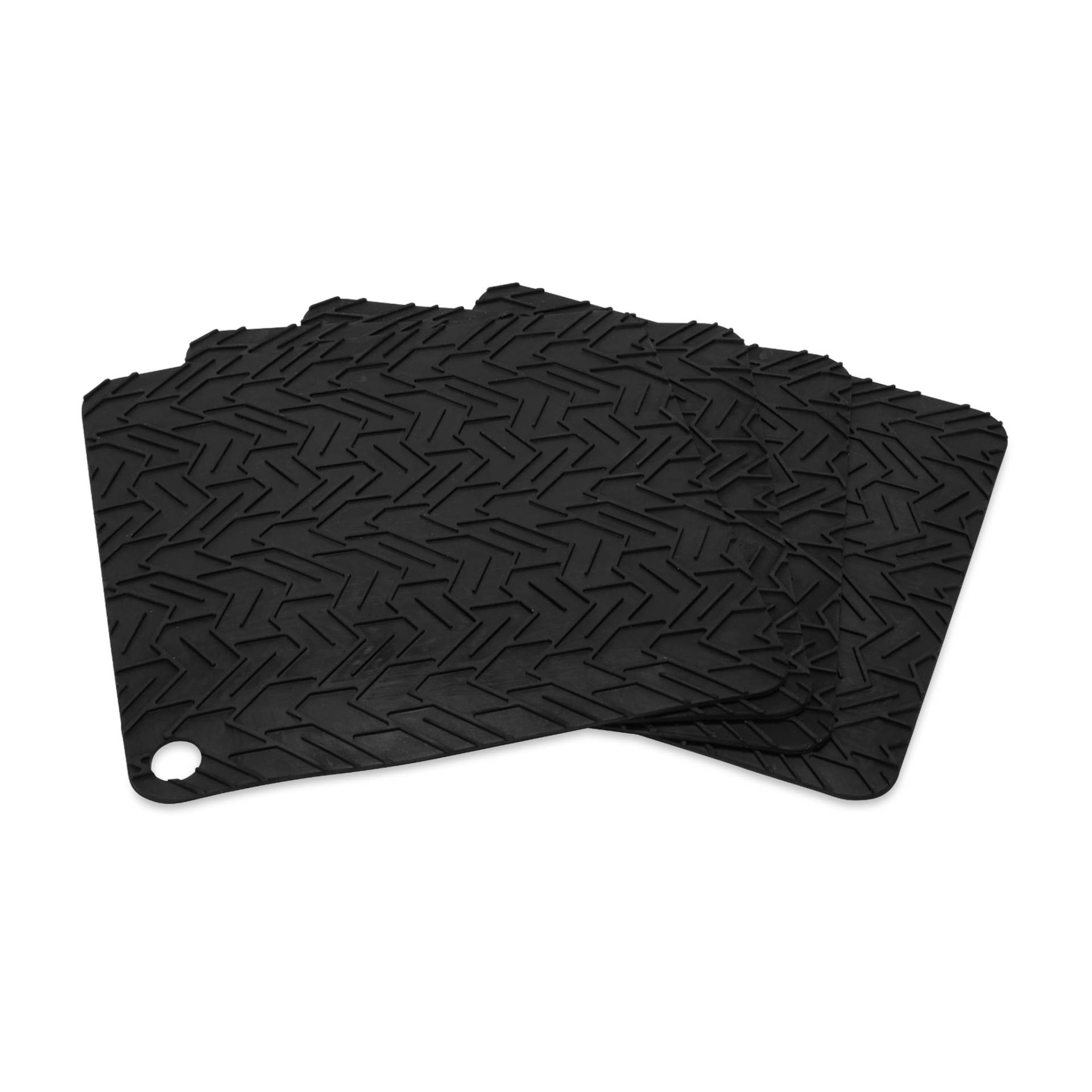 Camco Flexible Grip-Pads für Wohnmobil-Nivellierblöcke, 25,4 cm (L) x 23,9 cm (B), schützt Ihre Nivellierblöcke vor unebenen Oberflächen, einfach zu tragen und zu lagern, 4er-Pack (44529), schwarz von Camco