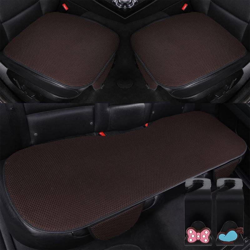 Breathable & Anti-Slip Cotton Car Seat Covers, Car Seat Covers Full Set for Women, Automobil Front Seat Cushion Chair Mat Protector, Universal Non Slip Auto Seat Pad (Brown, Full Backseats) von Camic