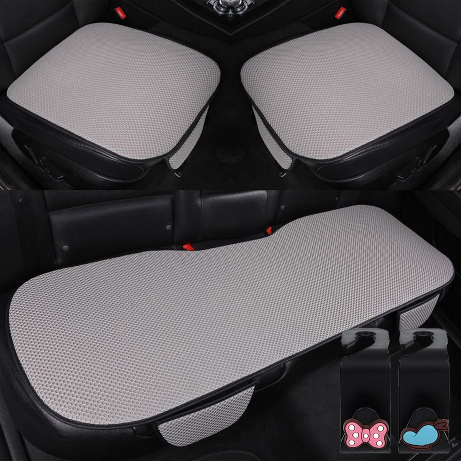 Breathable & Anti-Slip Cotton Car Seat Covers, Car Seat Covers Full Set for Women, Automobil Front Seat Cushion Chair Mat Protector, Universal Non Slip Auto Seat Pad (Gray, Front Seats) von Camic