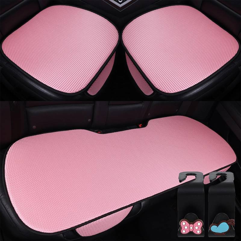 Breathable & Anti-Slip Cotton Car Seat Covers, Car Seat Covers Full Set for Women, Automobil Front Seat Cushion Chair Mat Protector, Universal Non Slip Auto Seat Pad (Pink, Front Seats) von Camic