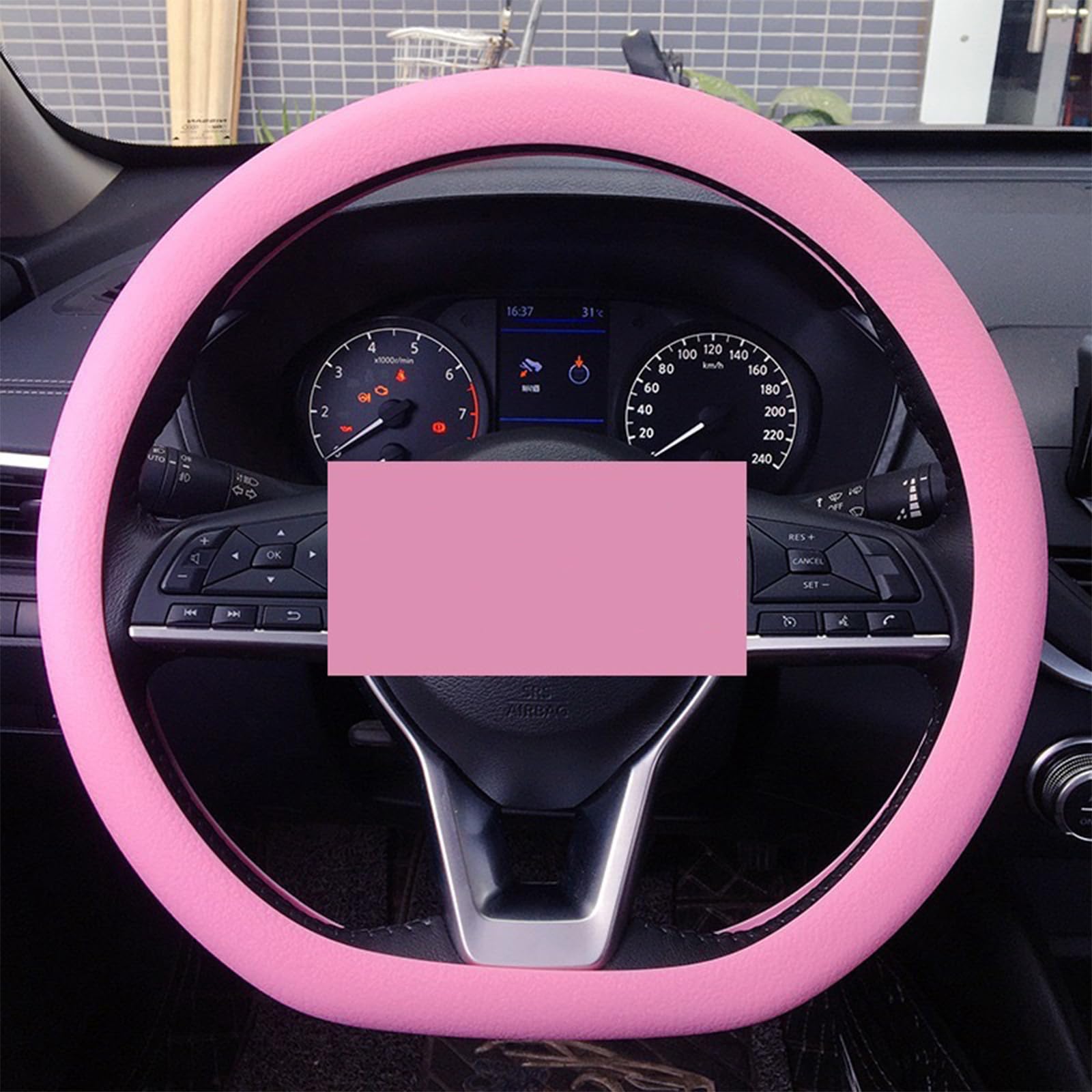 Cool Non-Slip Silicone Steering Wheel Protector, Car Steering Wheel Protective Cover, Universal Fit Elastic Stretch Car Steering Wheel Cover for Women Men, Comfortable & Breathable (Pink) von Camic